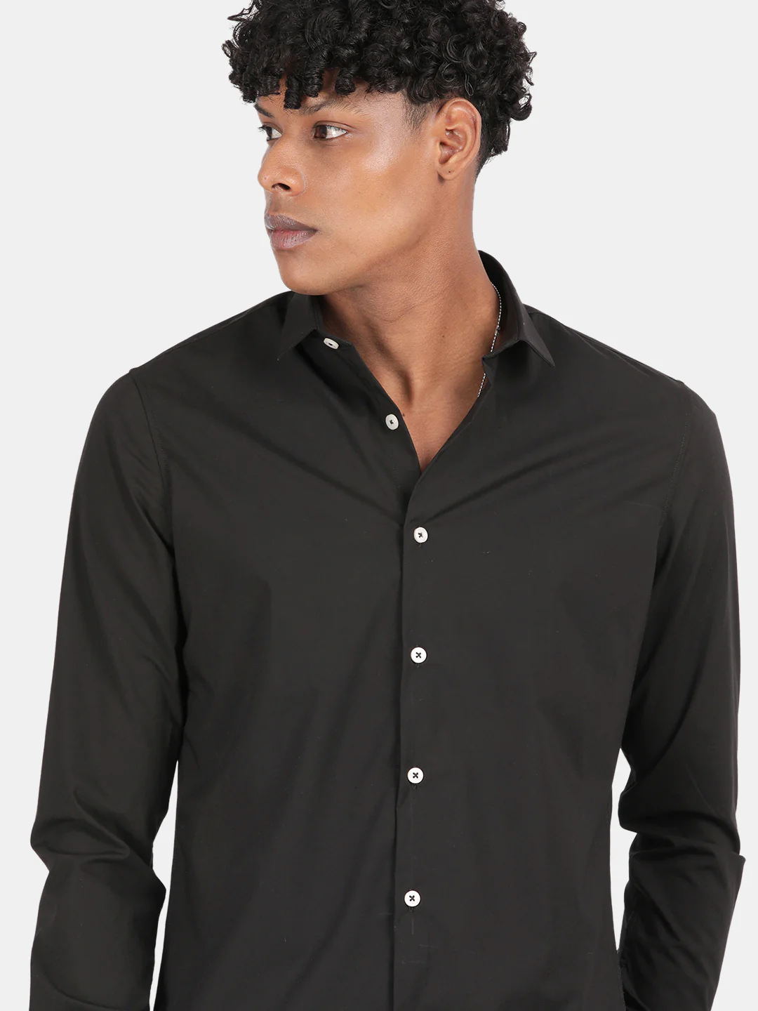 Men Black Slim Fit Spread Collar Full Sleeve Casual Shirt - Image 6