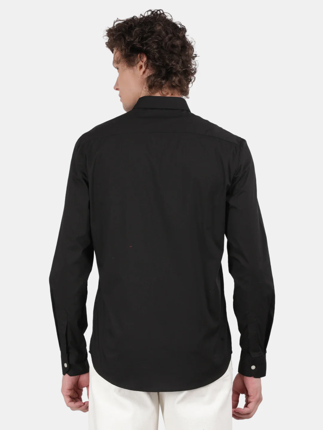 Men Black Slim Fit Spread Collar Full Sleeve Casual Shirt - Image 3