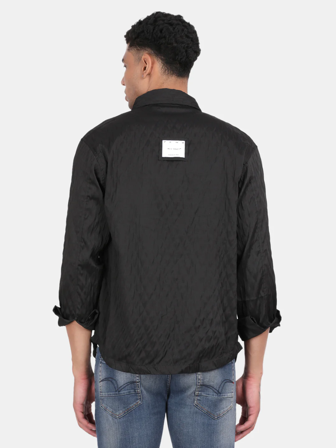 Men Black Slim Fit Spread Collar Full Sleeve Casual Shirt - Image 2