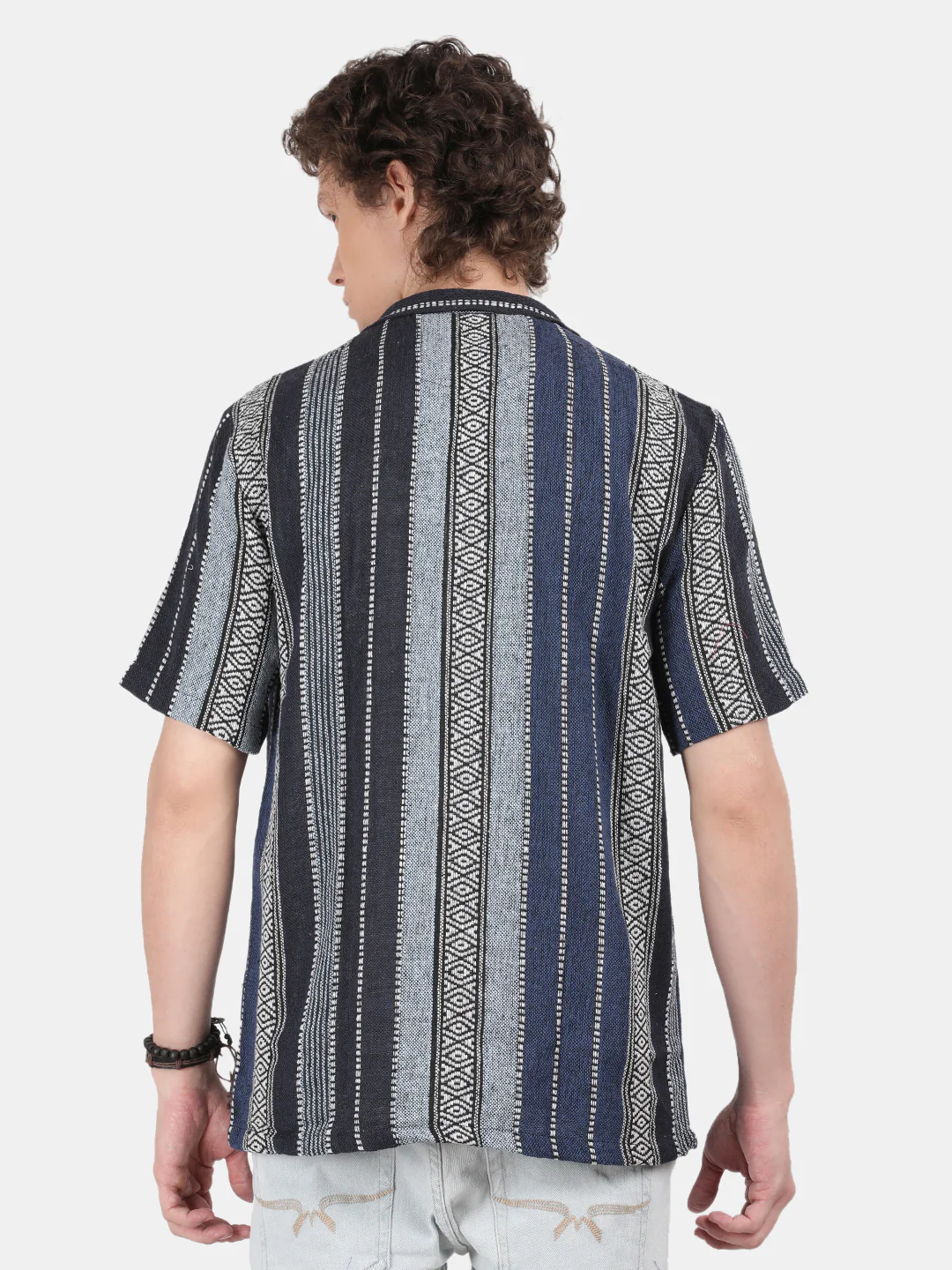 Men Black Slim Fit Spread Collar Half Sleeve Casual Shirt - Image 3