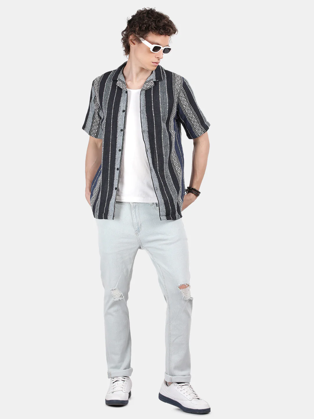 Men Black Slim Fit Spread Collar Half Sleeve Casual Shirt - Image 4