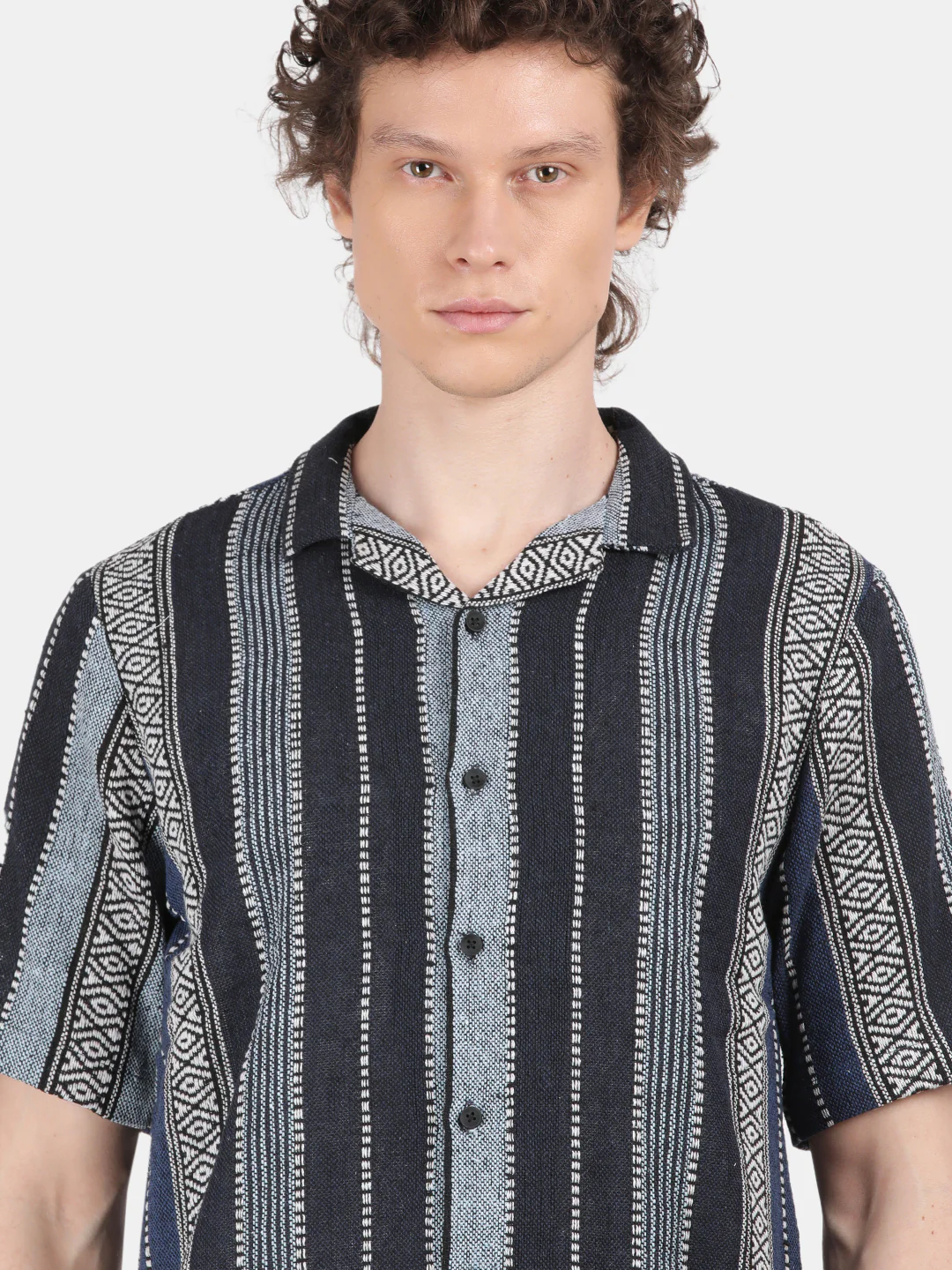 Men Black Slim Fit Spread Collar Half Sleeve Casual Shirt - Image 6