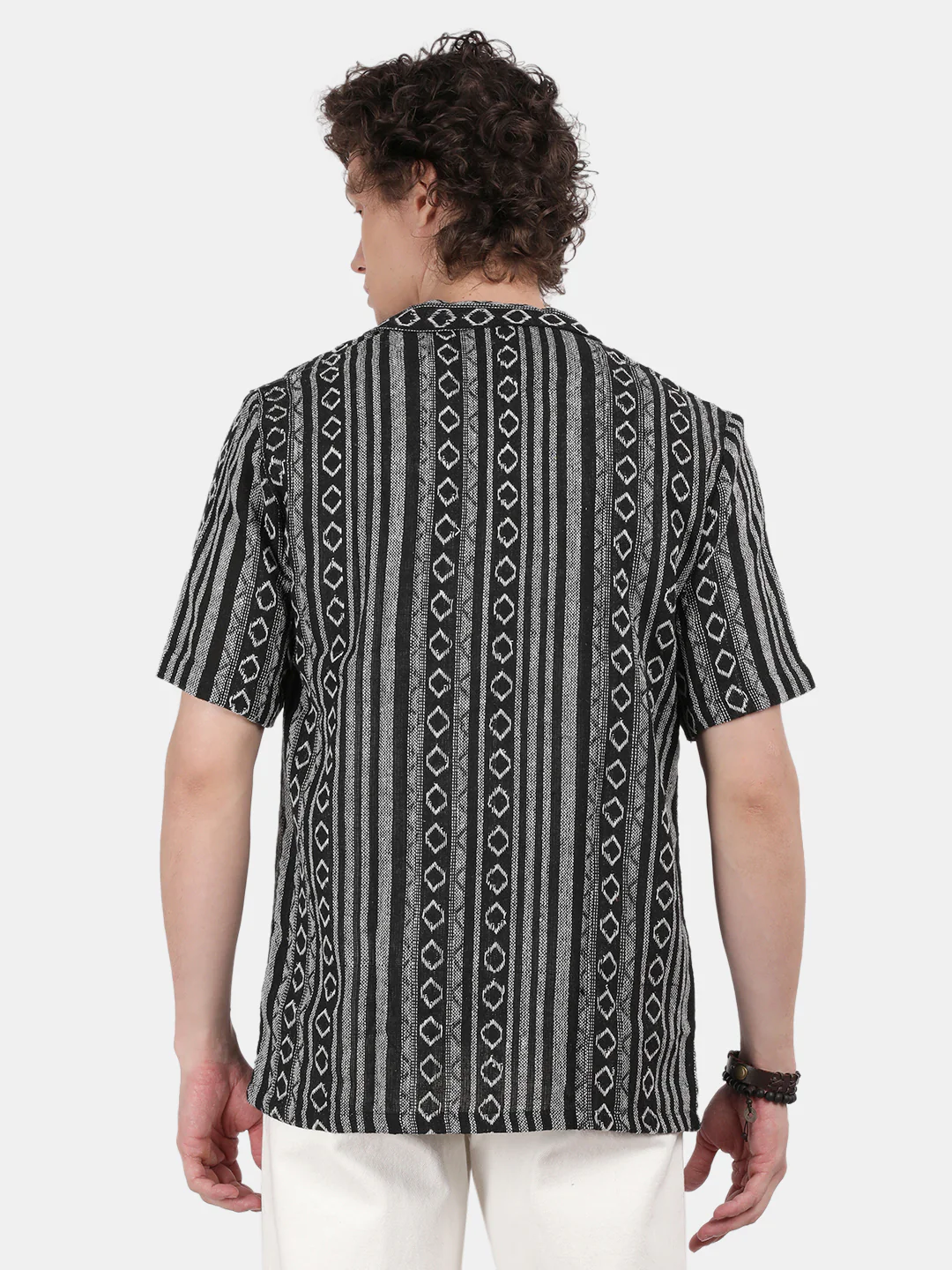 Men Black Slim Fit Spread Collar Half Sleeve Casual Shirt - Image 3