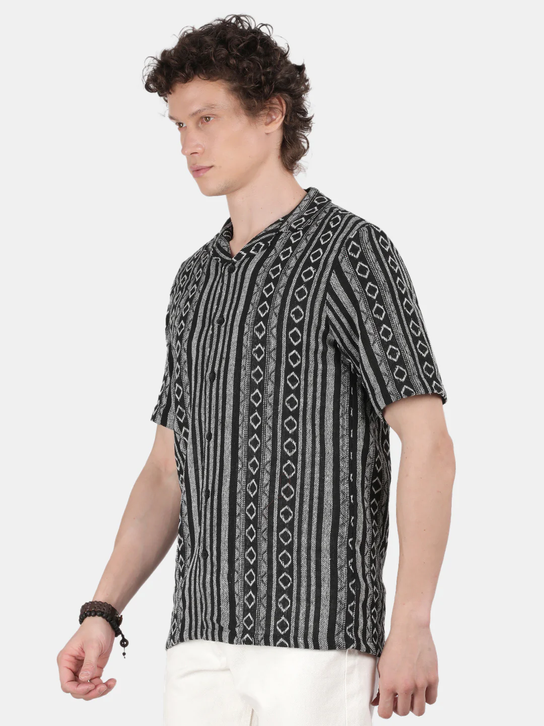 Men Black Slim Fit Spread Collar Half Sleeve Casual Shirt - Image 5
