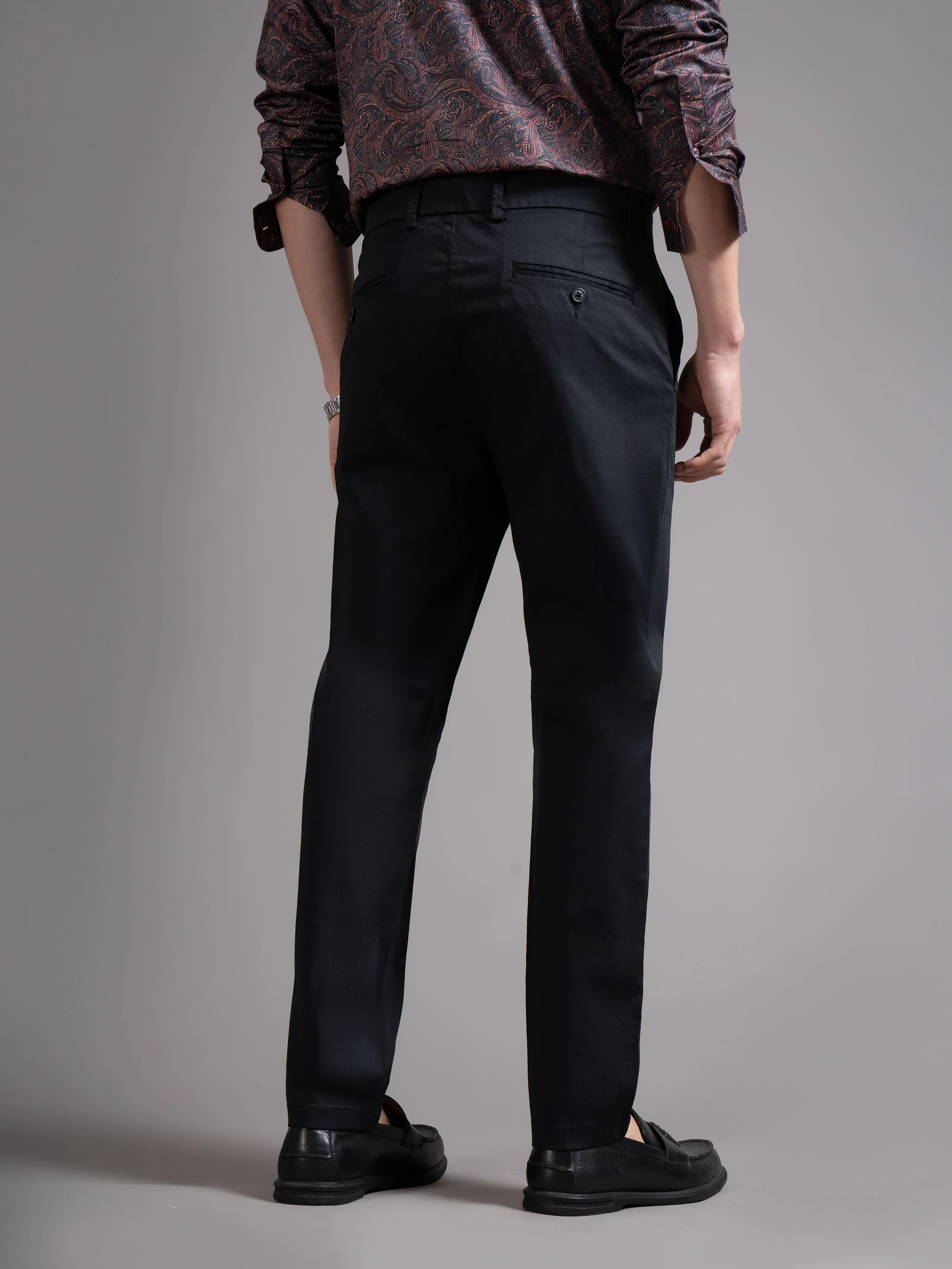 Men Black Smart Slim Fit Chinos - Image 4