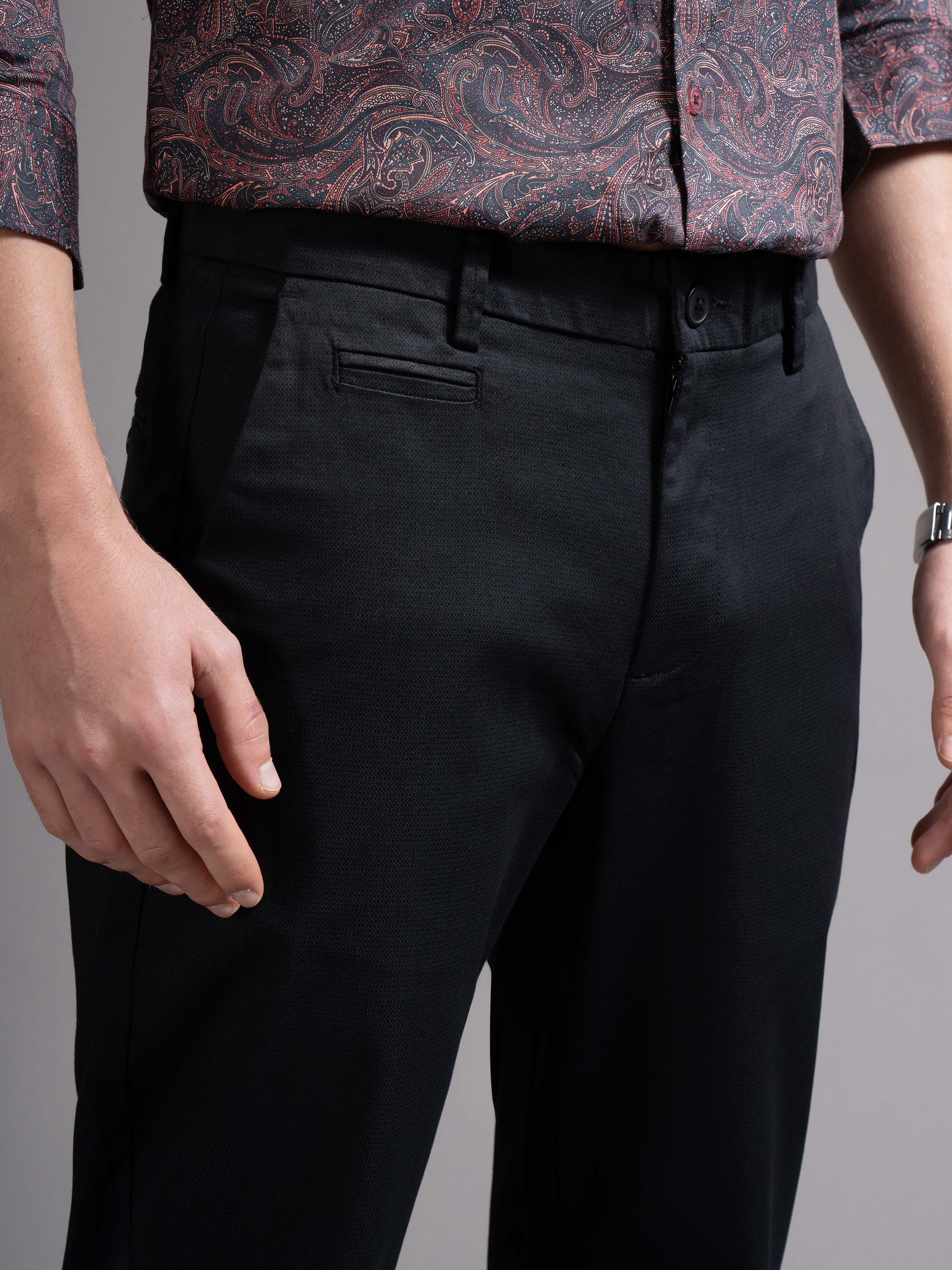 Men Black Smart Slim Fit Chinos - Image 6