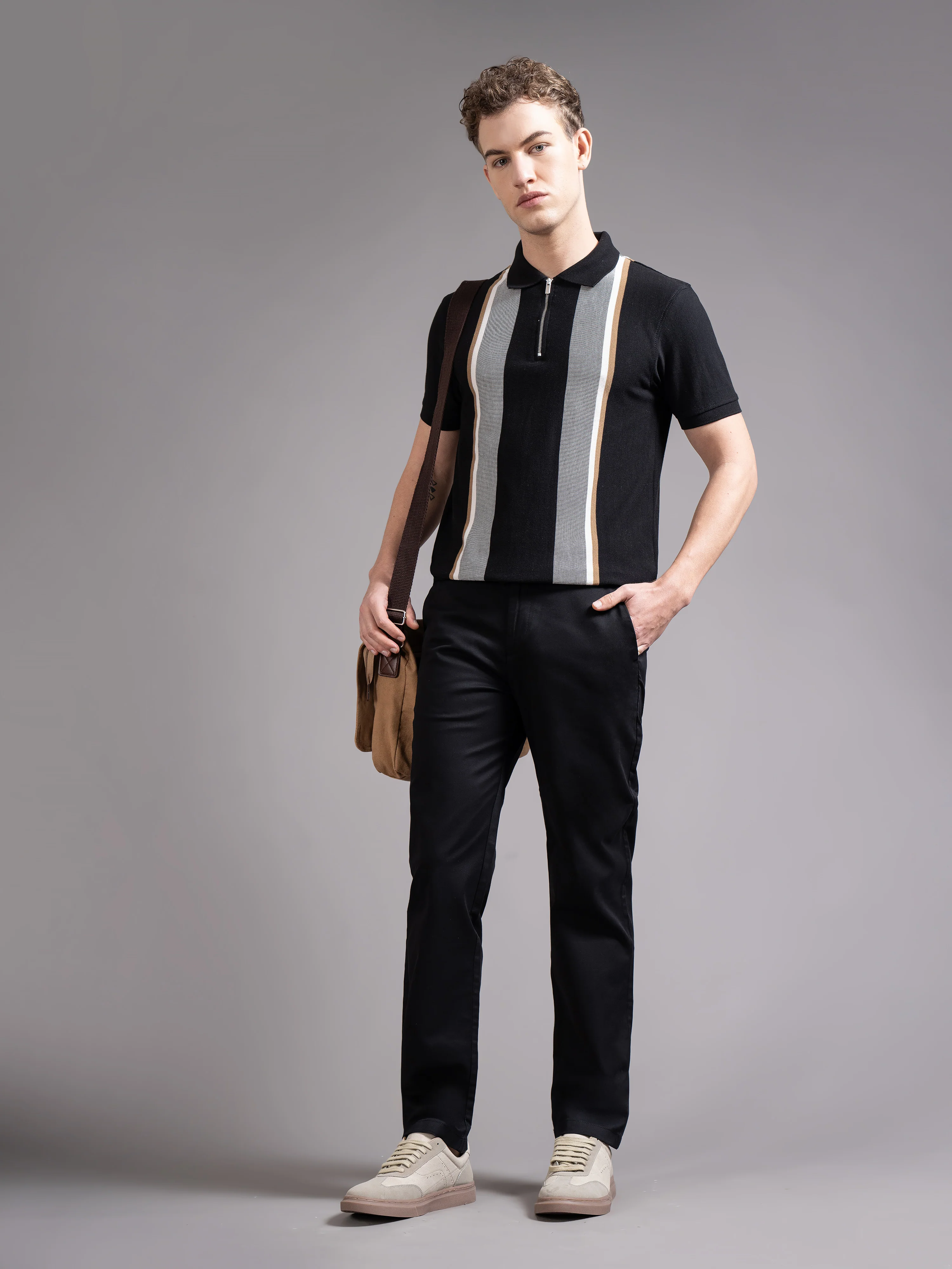 Men Black Smart Slim Fit Chinos - Image 2