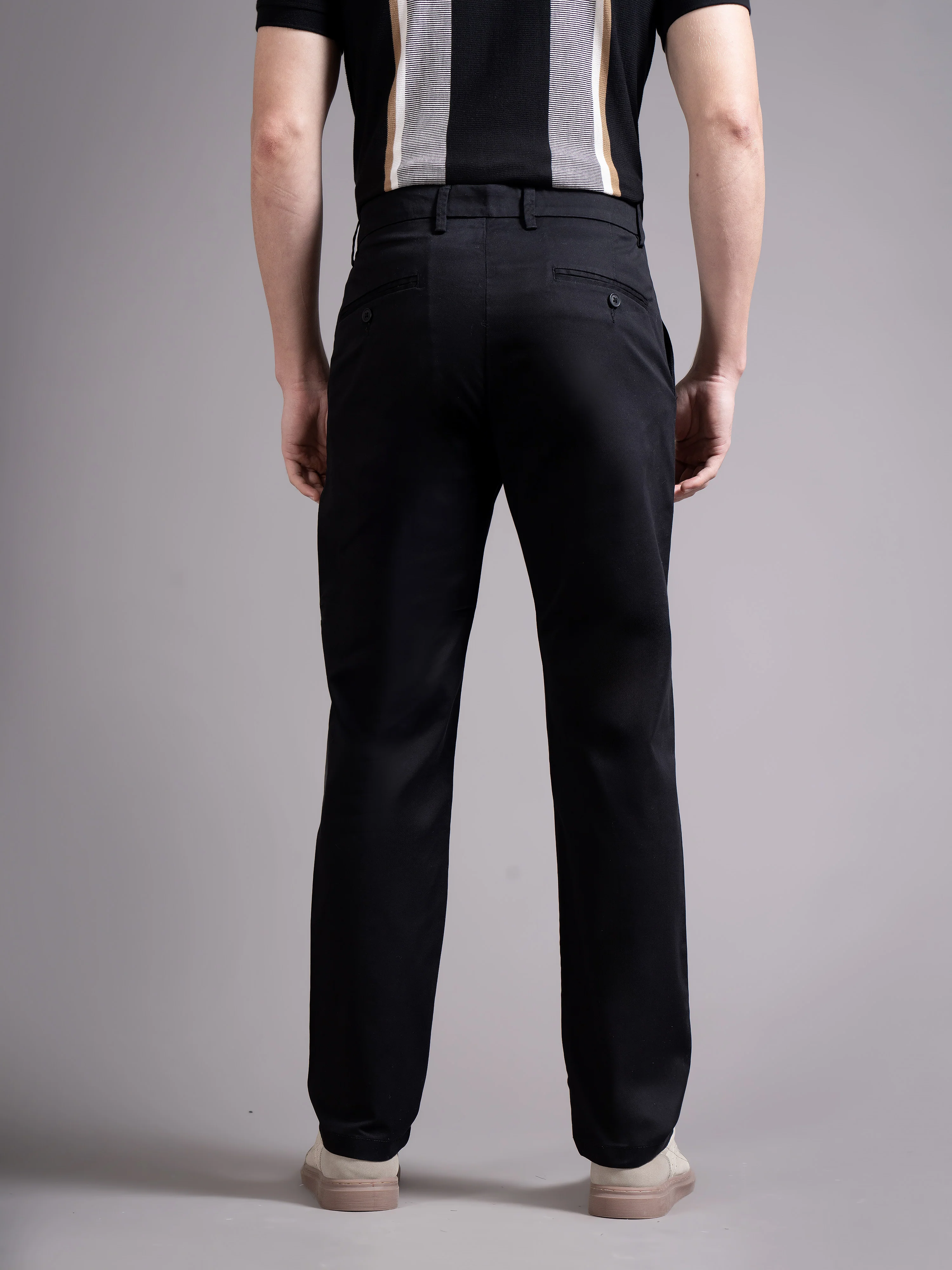 Men Black Smart Slim Fit Chinos - Image 4