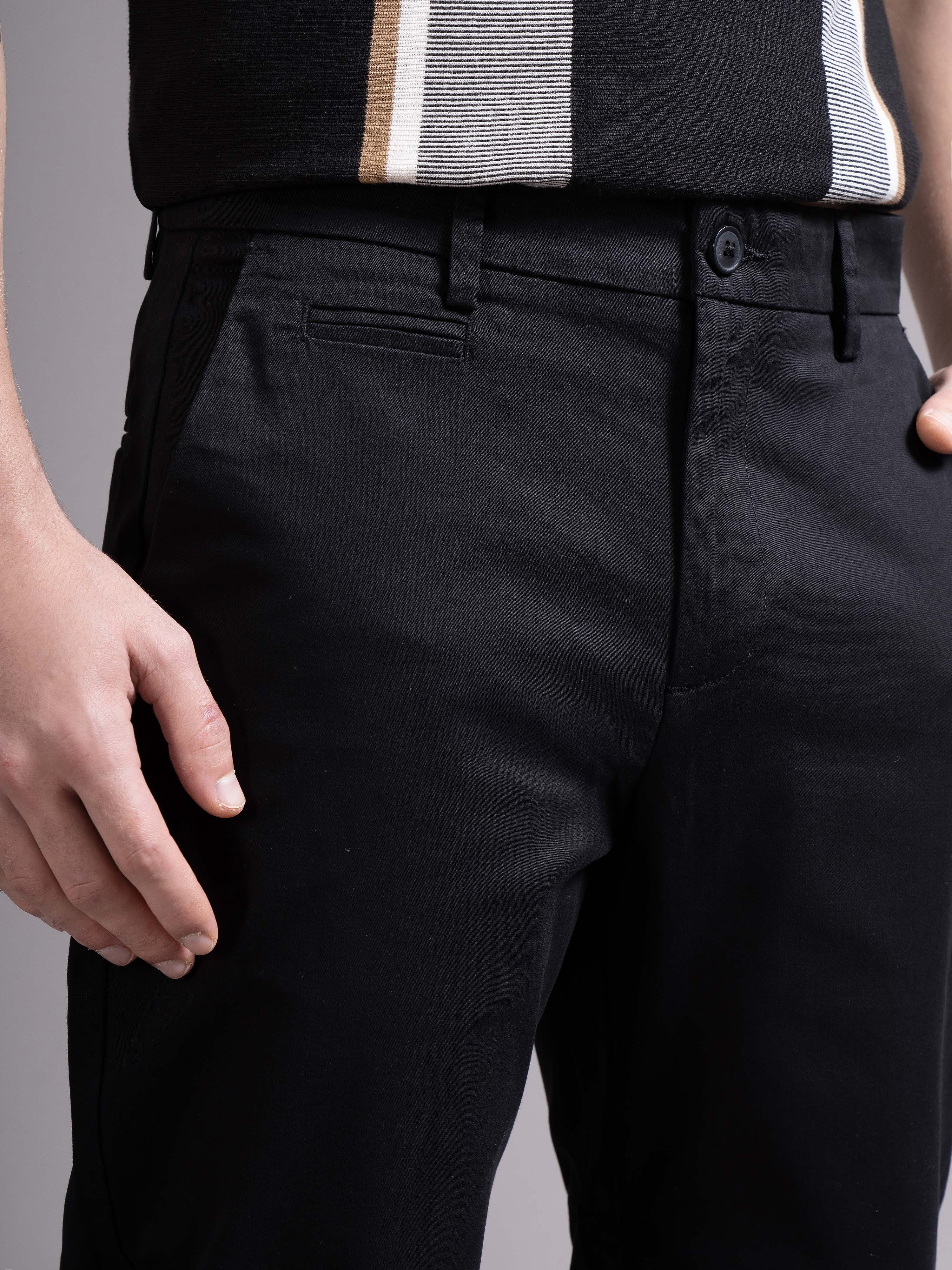 Men Black Smart Slim Fit Chinos - Image 6
