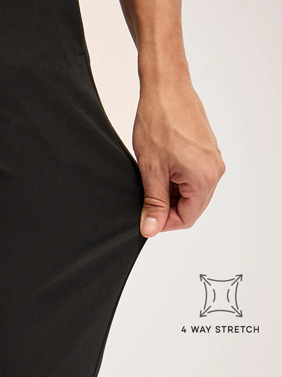 Men Black Solid 4 Way Stretch Formal Trouser - Image 4