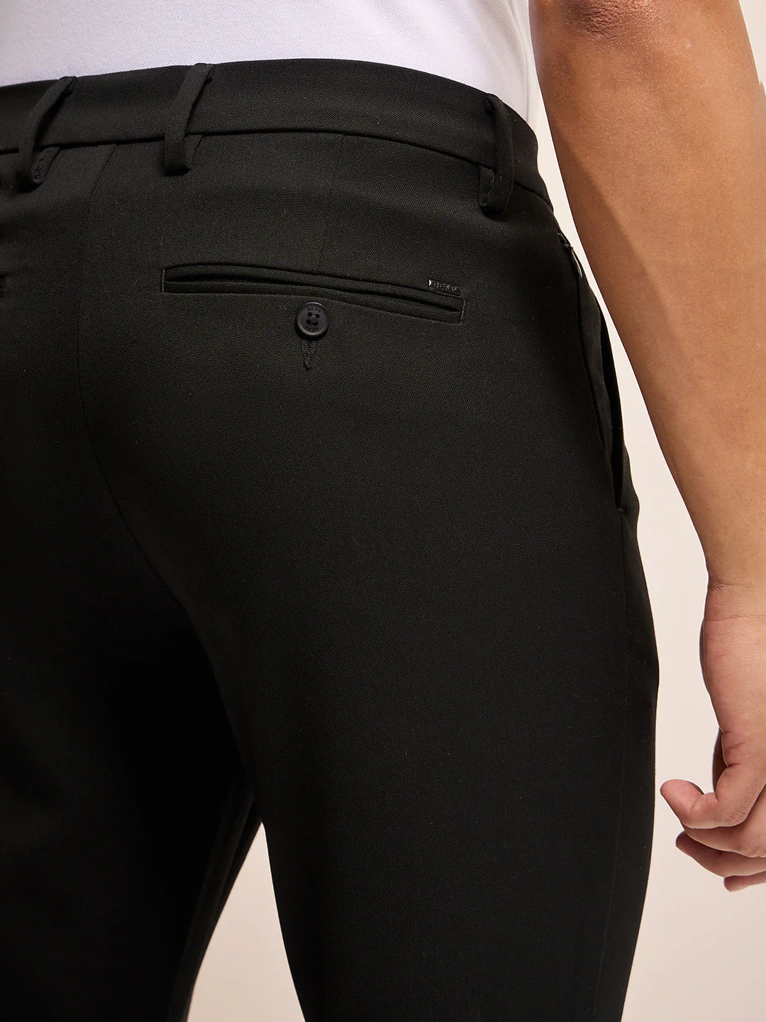 Men Black Solid 4 Way Stretch Formal Trouser - Image 7