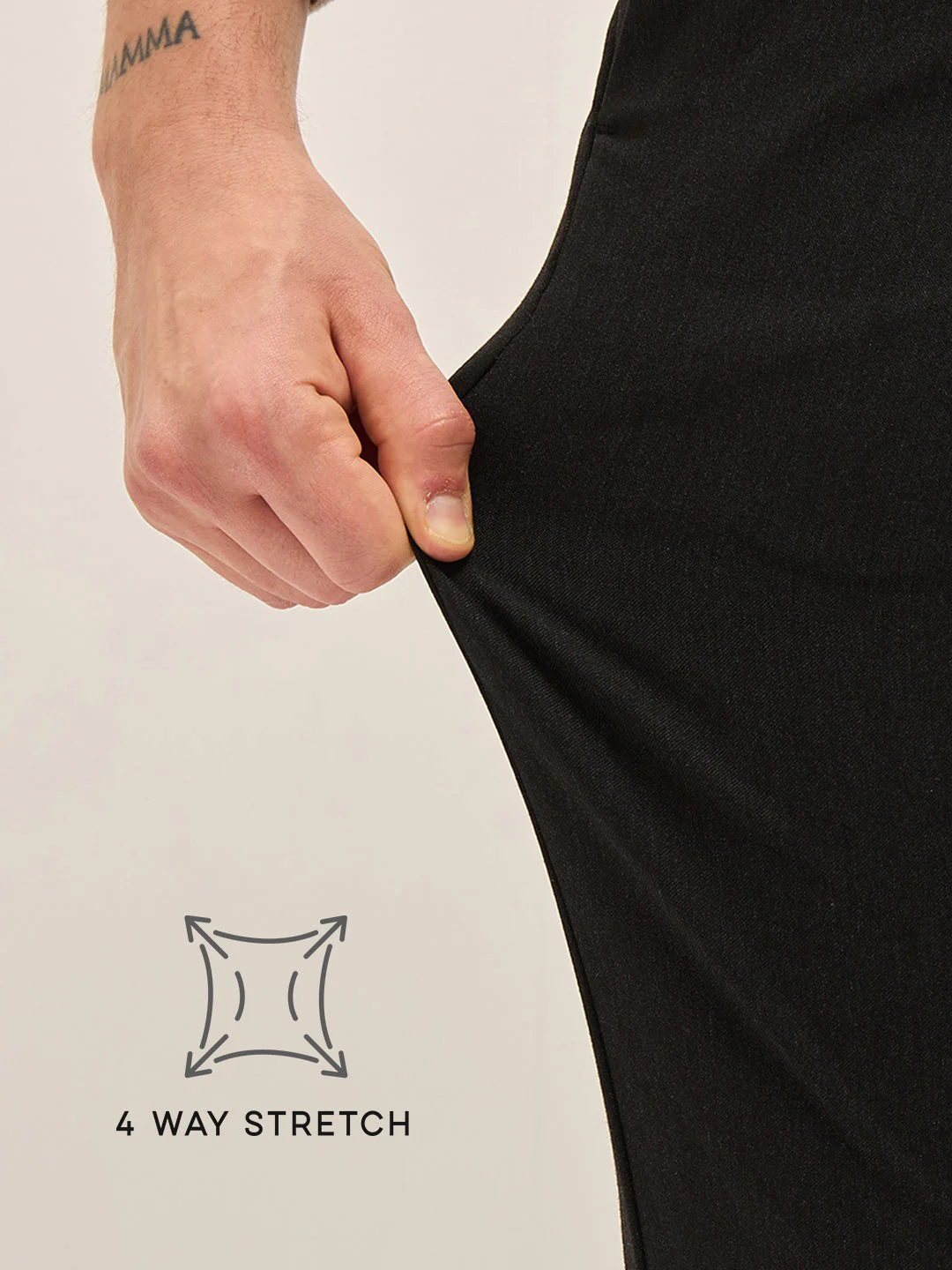 Men Black Solid 4 Way Stretch Formal Trouser - Image 5