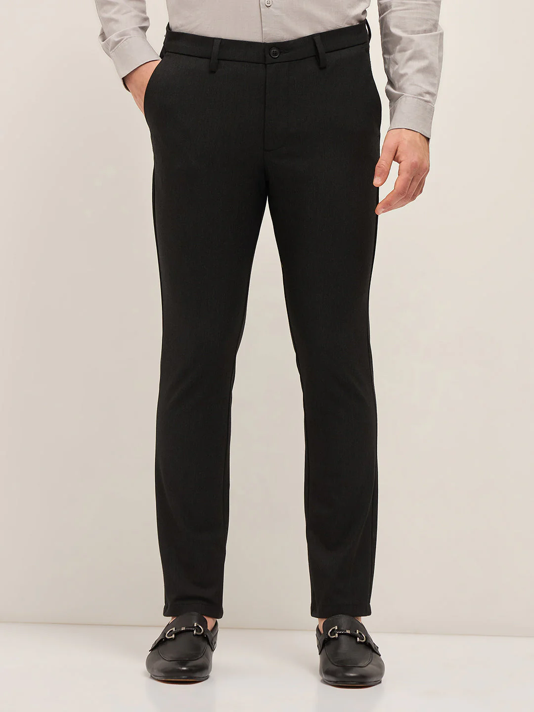 Men Black Solid 4 Way Stretch Formal Trouser - Image 7