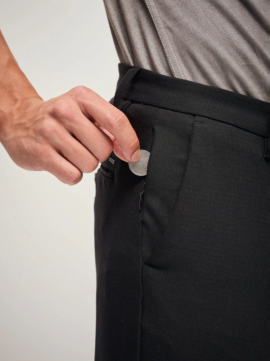 Men Black Solid 4 Way Stretch Formal Trouser - Image 4