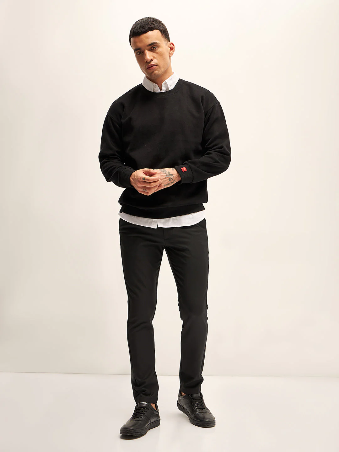 Men Black Solid 4 Way Stretch Formal Trouser - Image 4