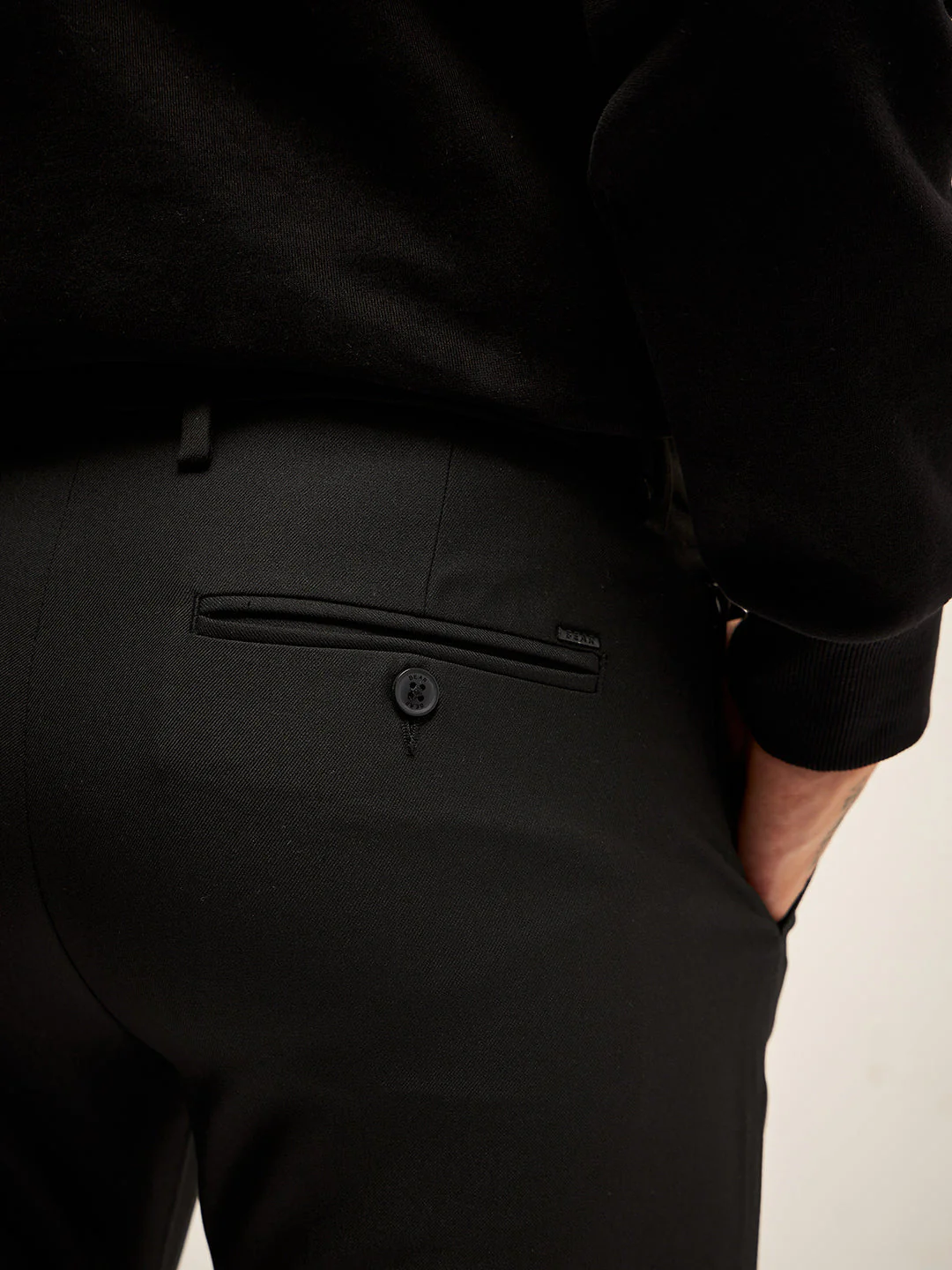 Men Black Solid 4 Way Stretch Formal Trouser - Image 7