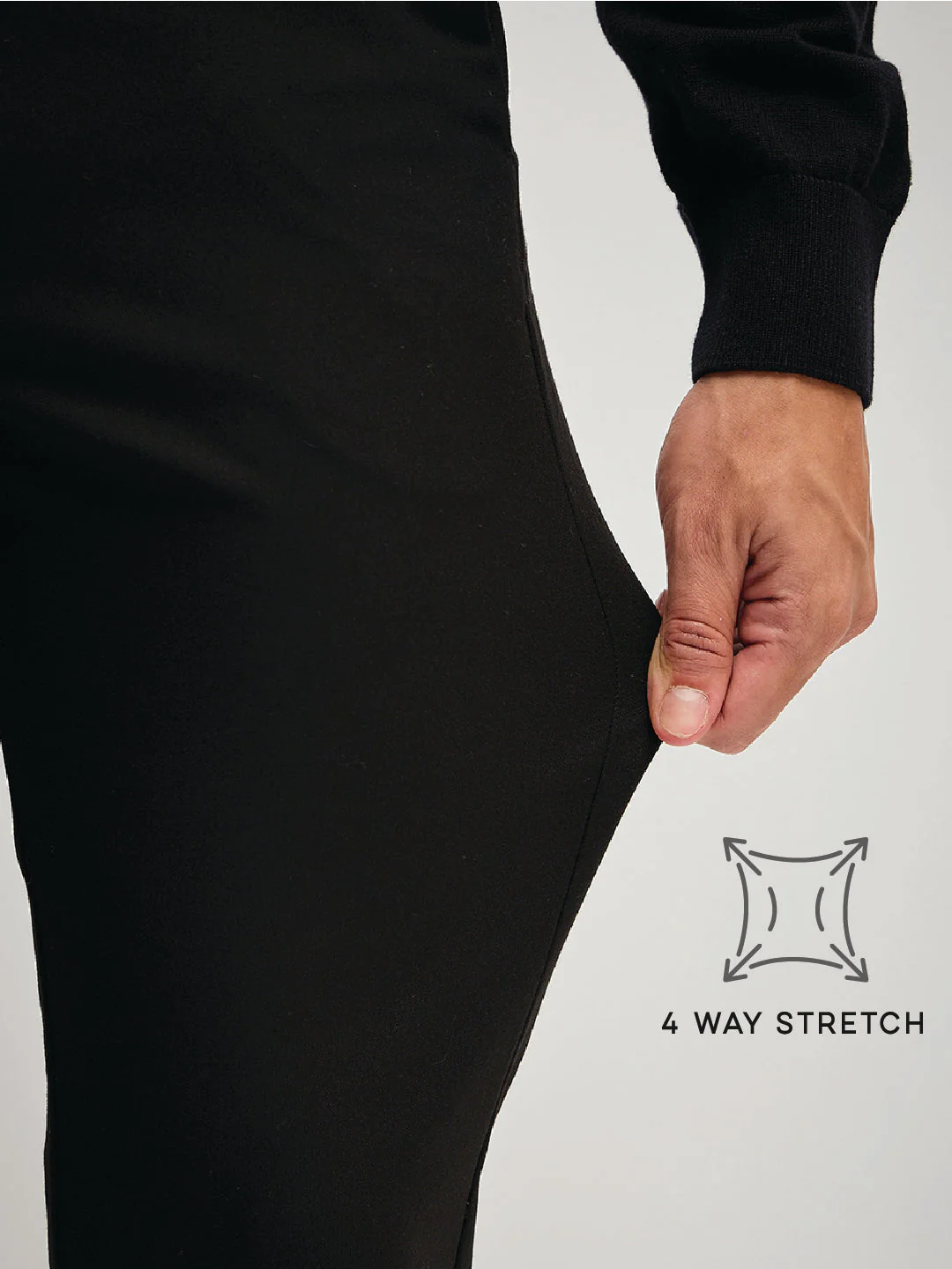 Men Black Solid 4 Way Stretch Formal Trouser - Image 5