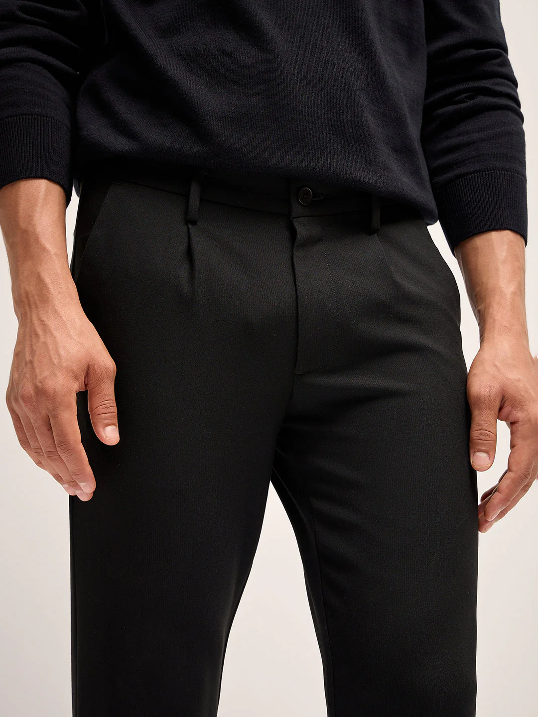 Men Black Solid 4 Way Stretch Formal Trouser - Image 6