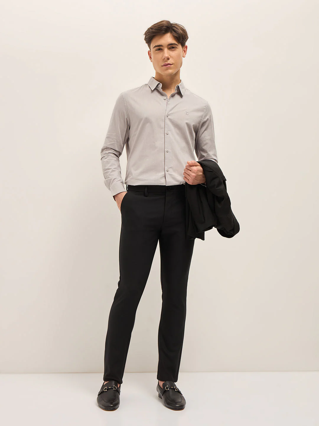 Men Black Solid 4 Way Stretch Formal Trouser - Image 4
