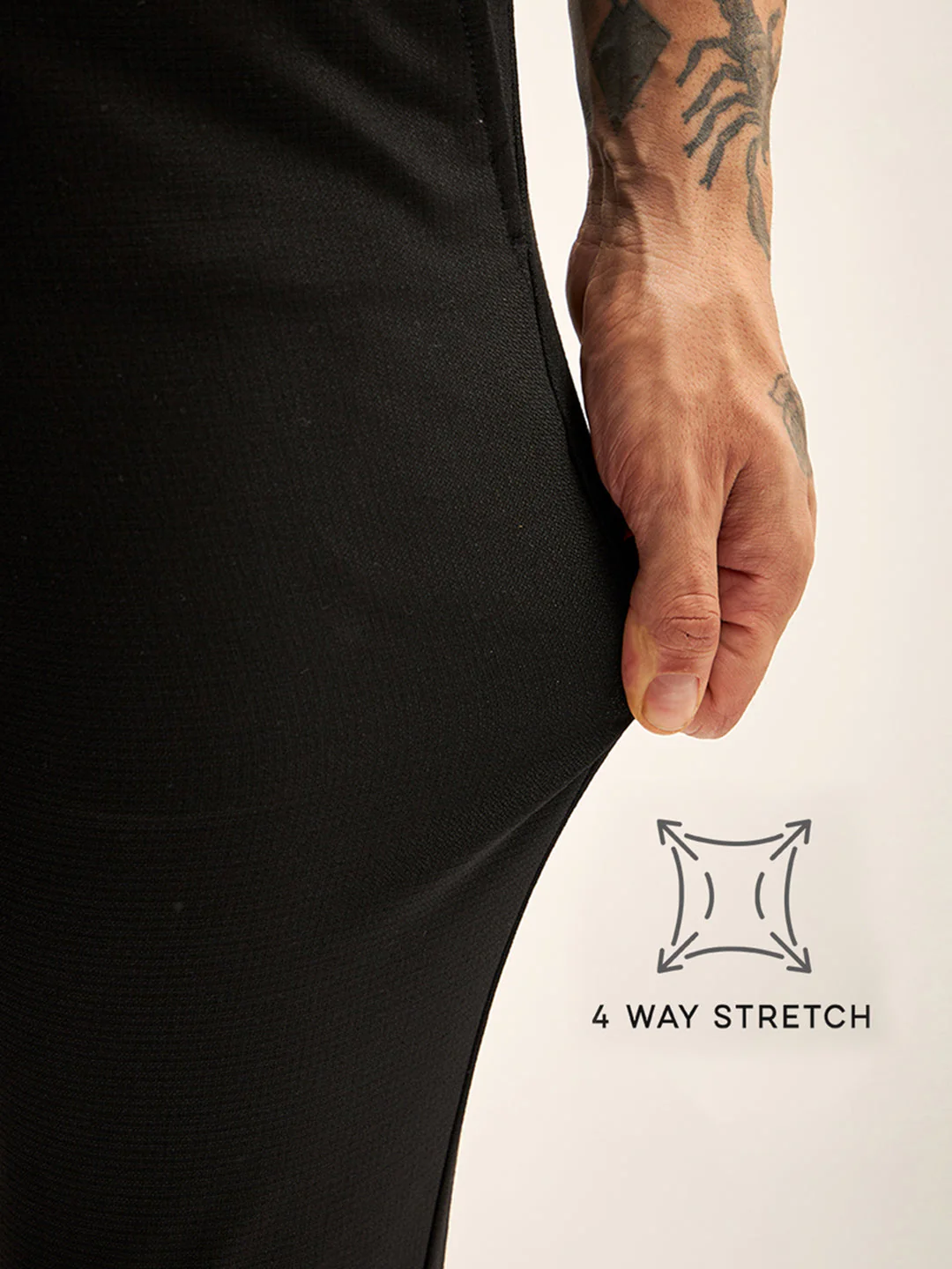 Men Black Solid 4 Way Stretch Formal Trouser - Image 5