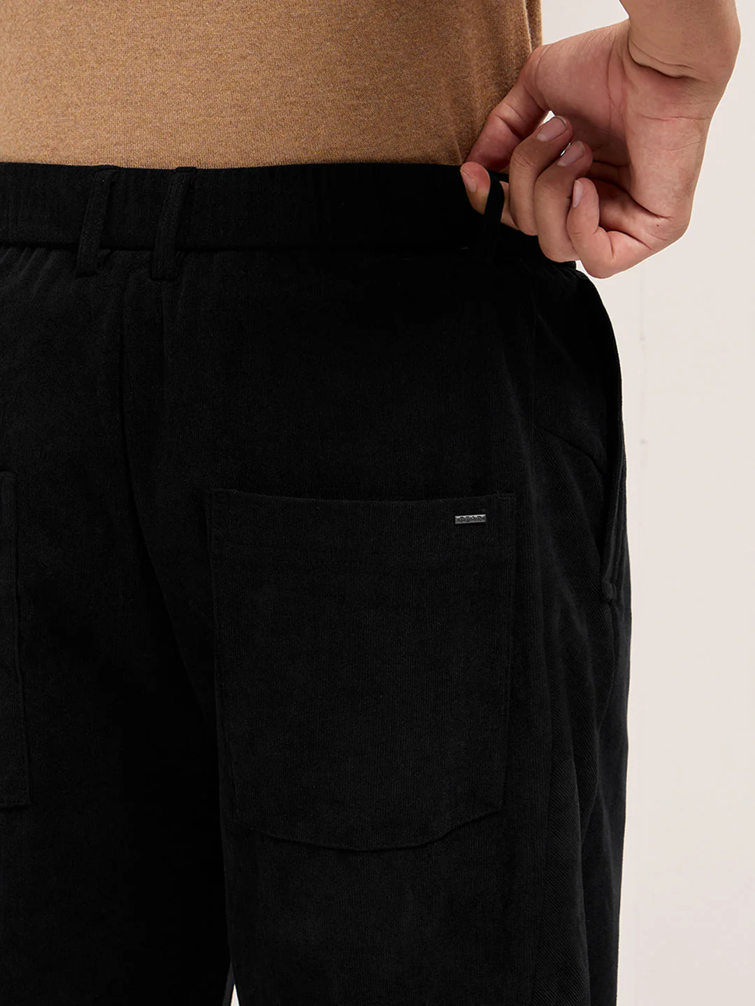 Men Black Solid Polyester Casual Trousers - Image 6