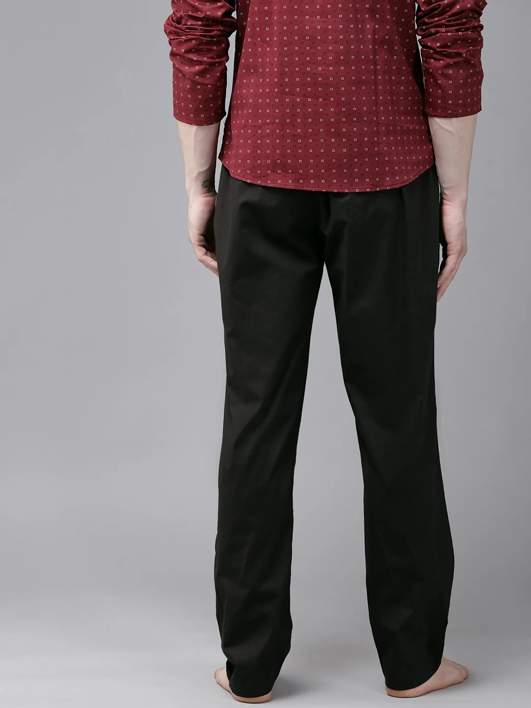 Men Black Solid Pyjamas - Image 3