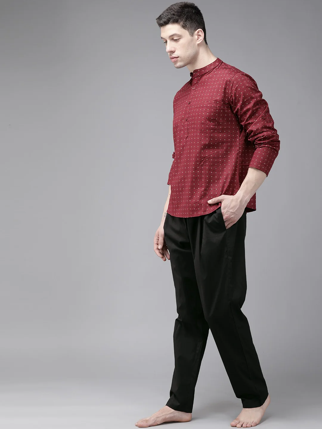Men Black Solid Pyjamas - Image 5