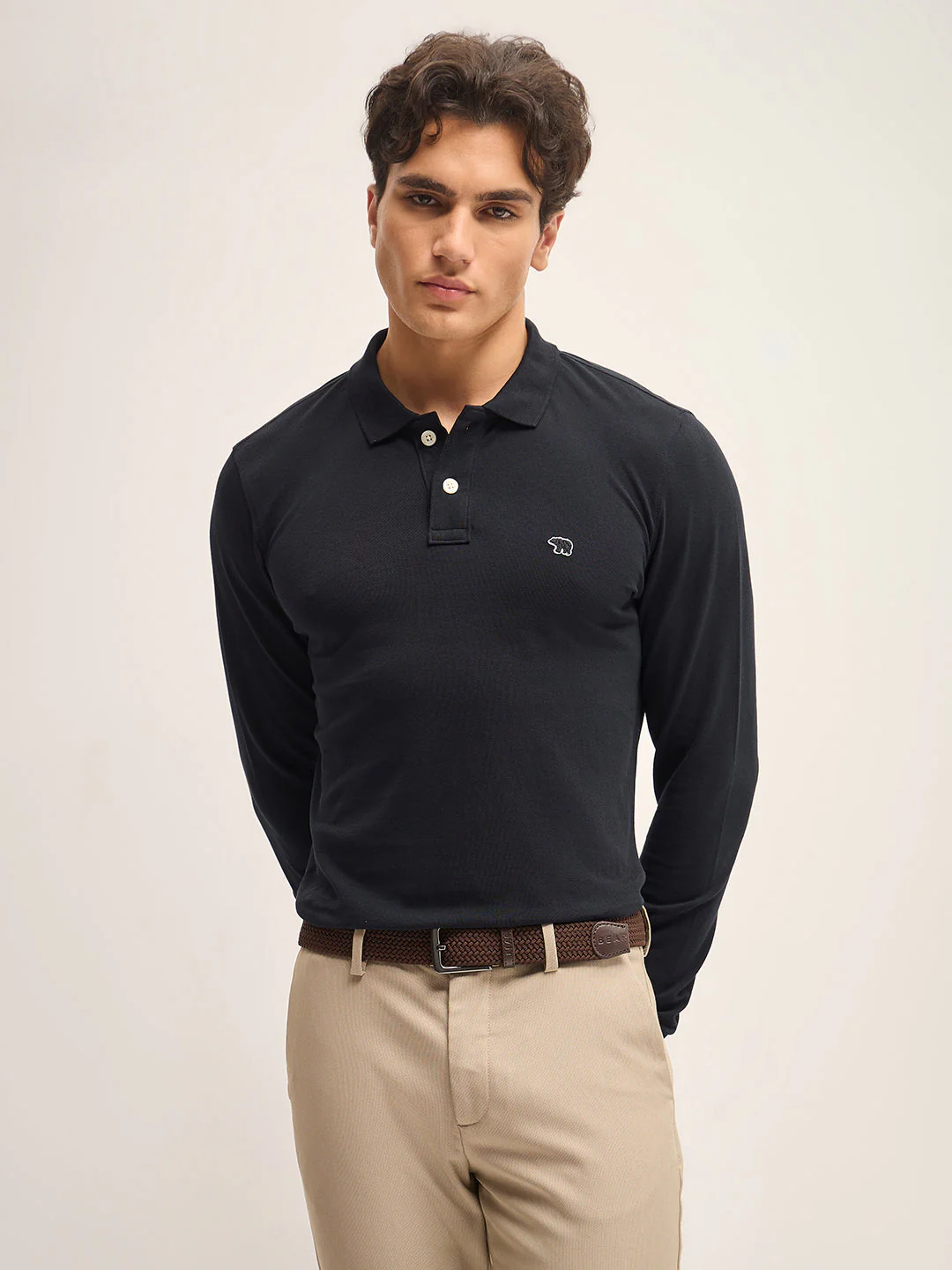 Men Black Solid Regular Fit Polo Collar T-shirt - Image 6