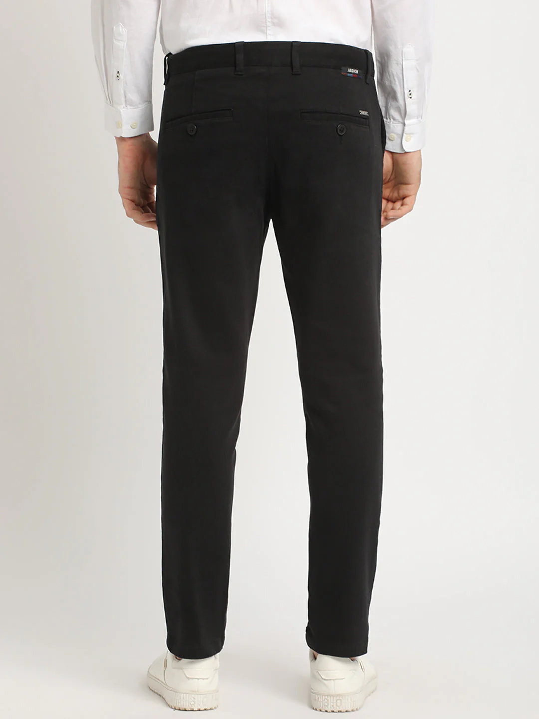 Men Black Solid Slim Fit Formal Trouser - Image 4