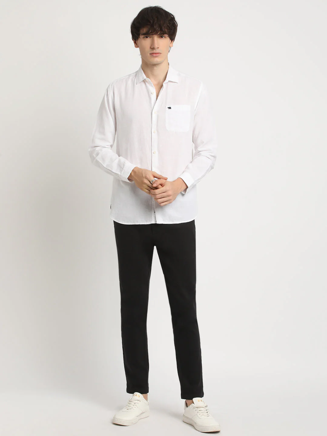 Men Black Solid Slim Fit Formal Trouser - Image 5