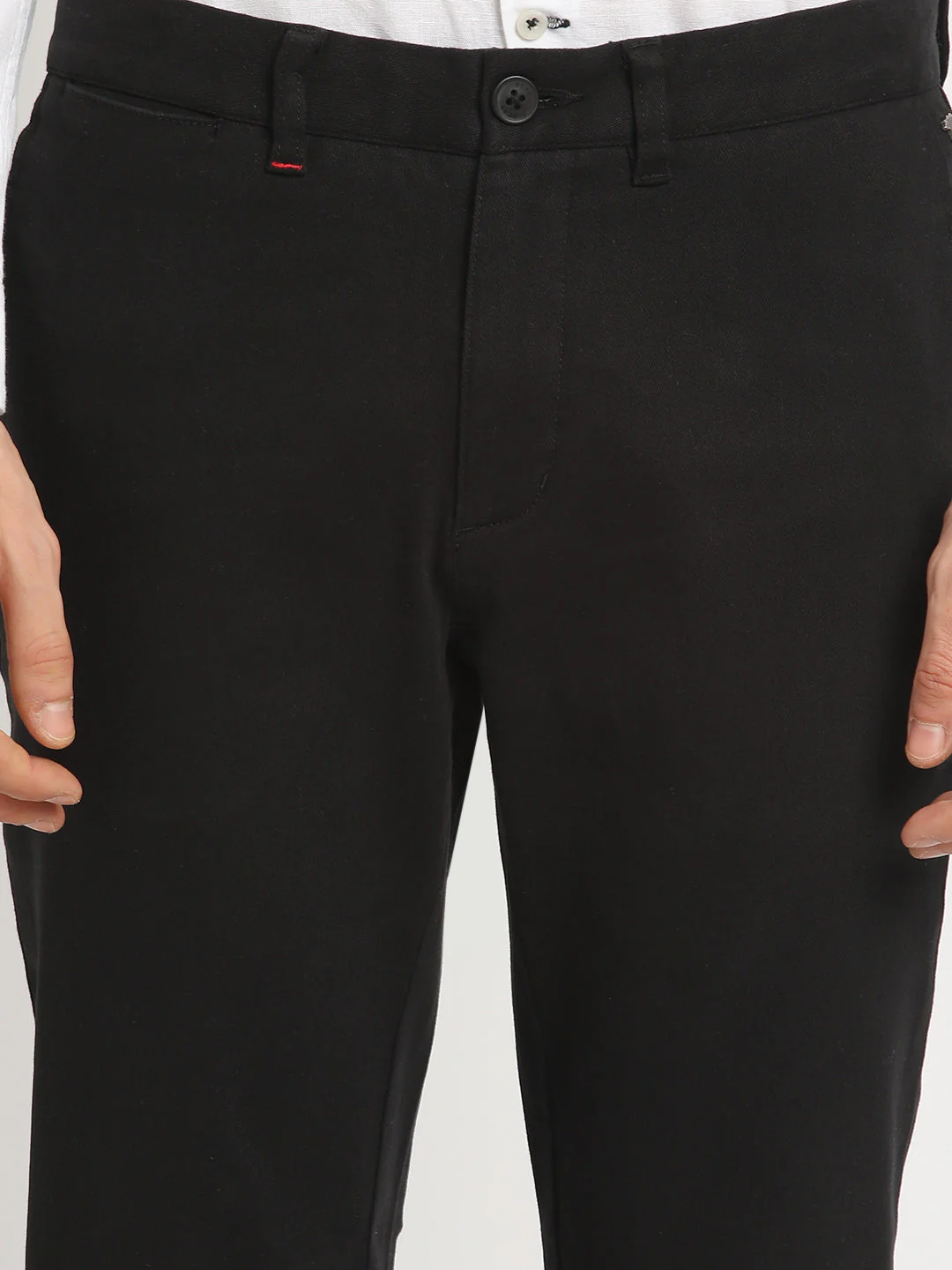 Men Black Solid Slim Fit Formal Trouser - Image 6