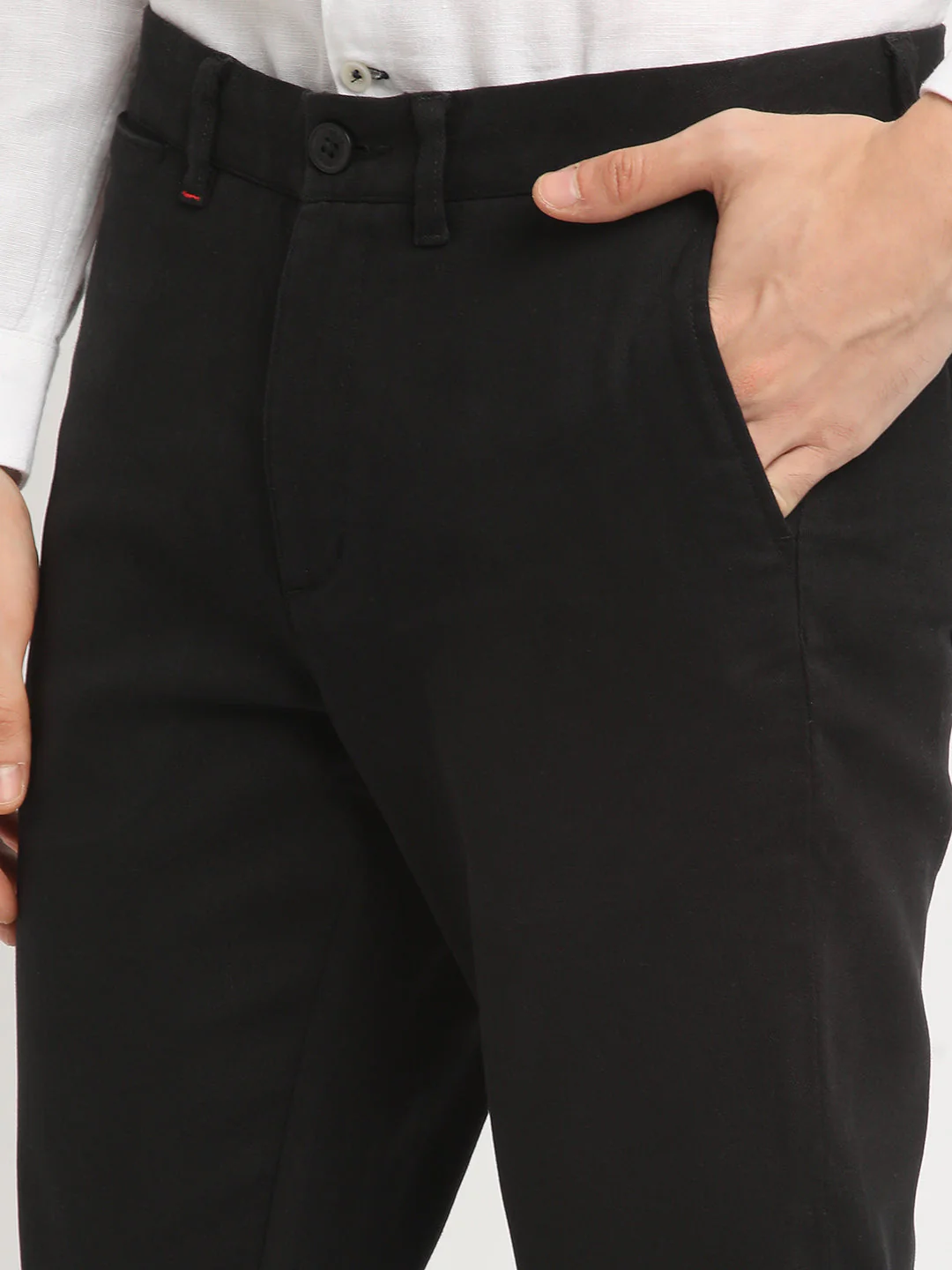 Men Black Solid Slim Fit Formal Trouser - Image 7
