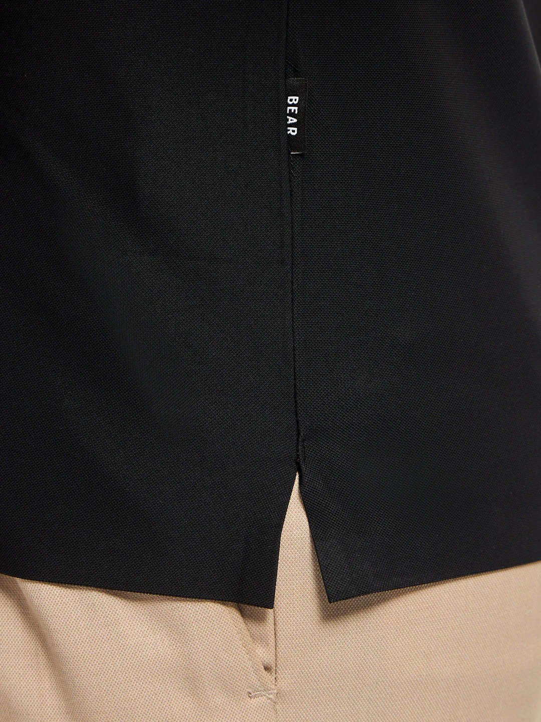 Men Black Solid Slim Fit Polo T-shirt - Image 6