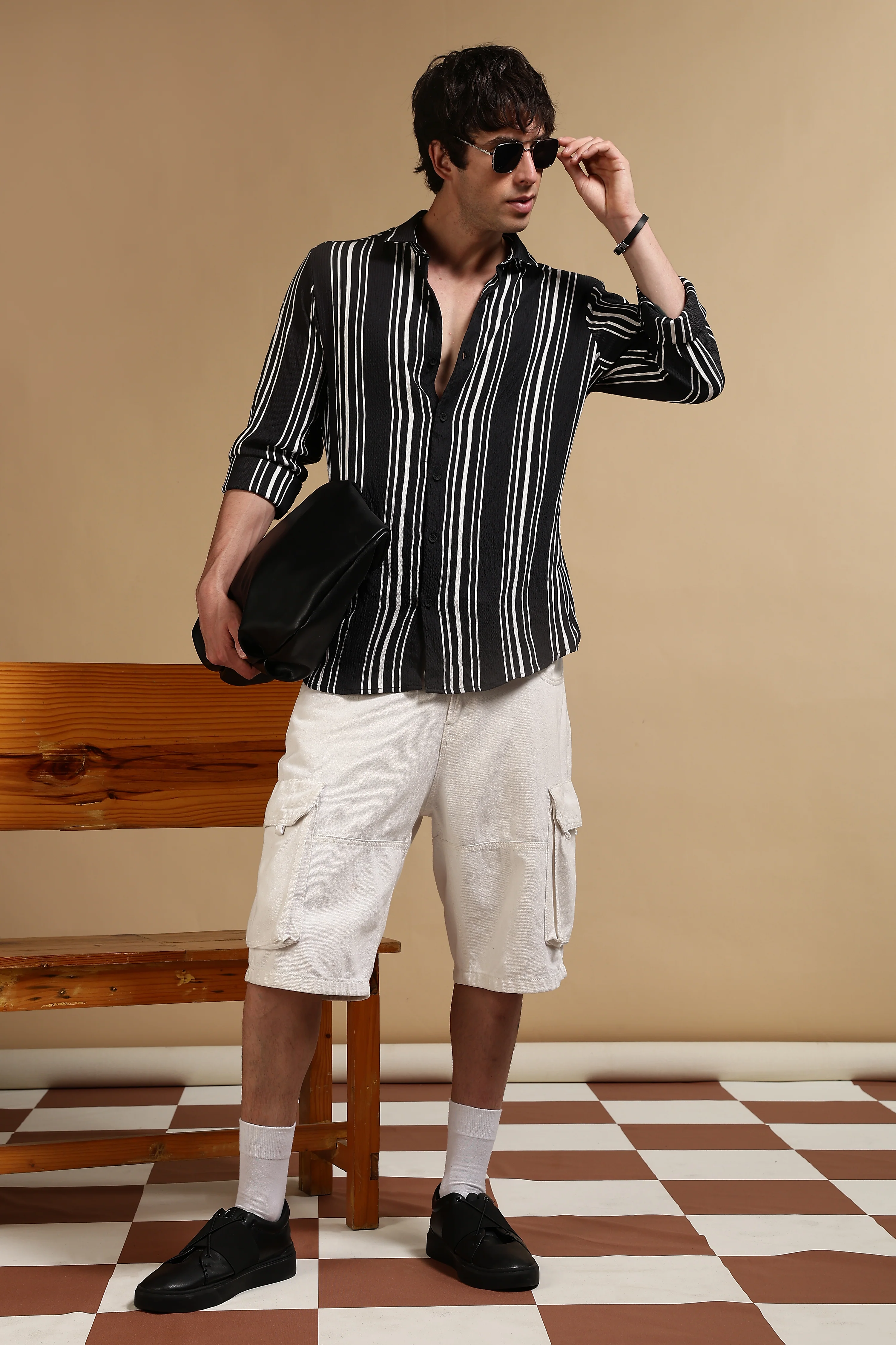 Men Black Striped Shirt - Image 2