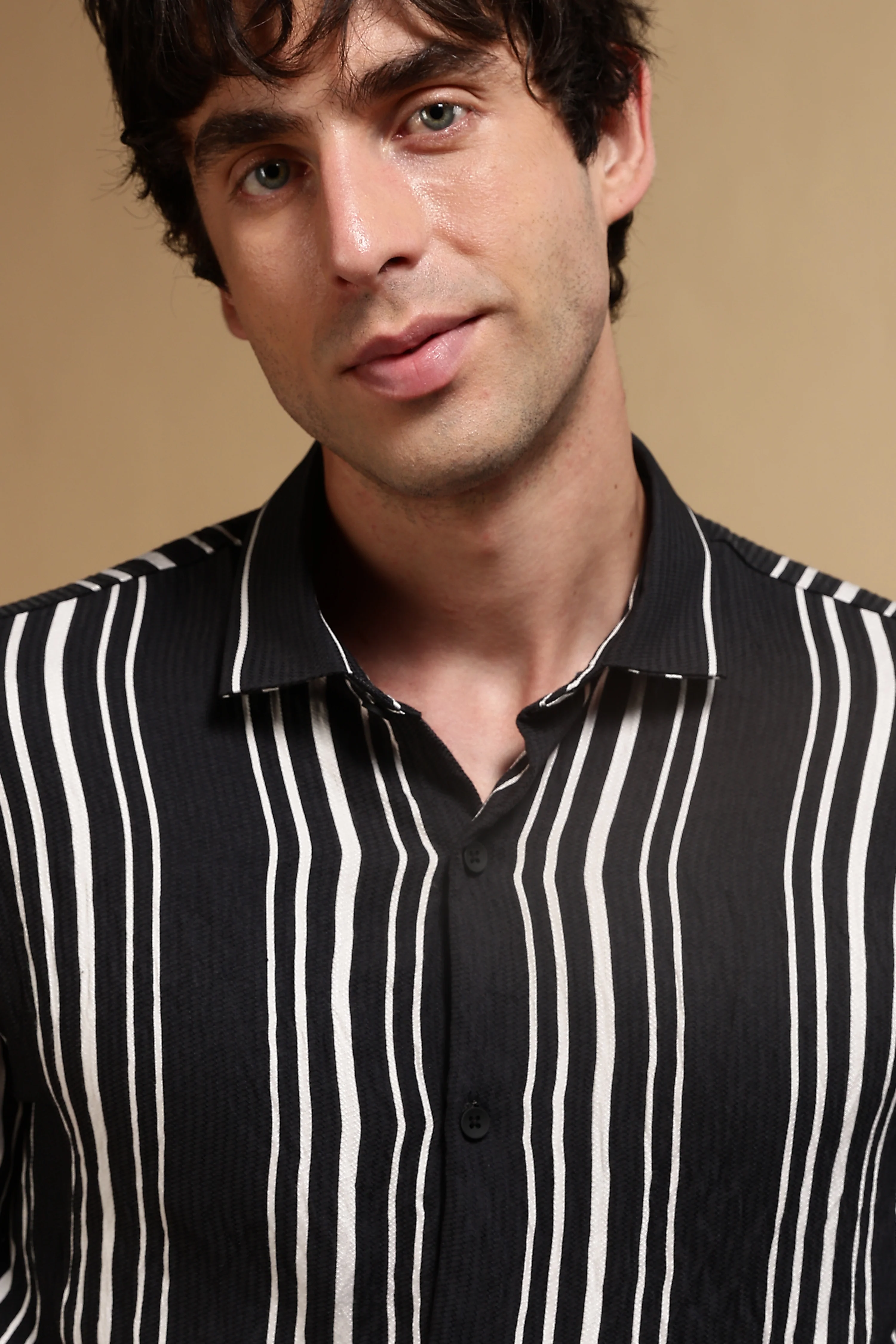 Men Black Striped Shirt - Image 3