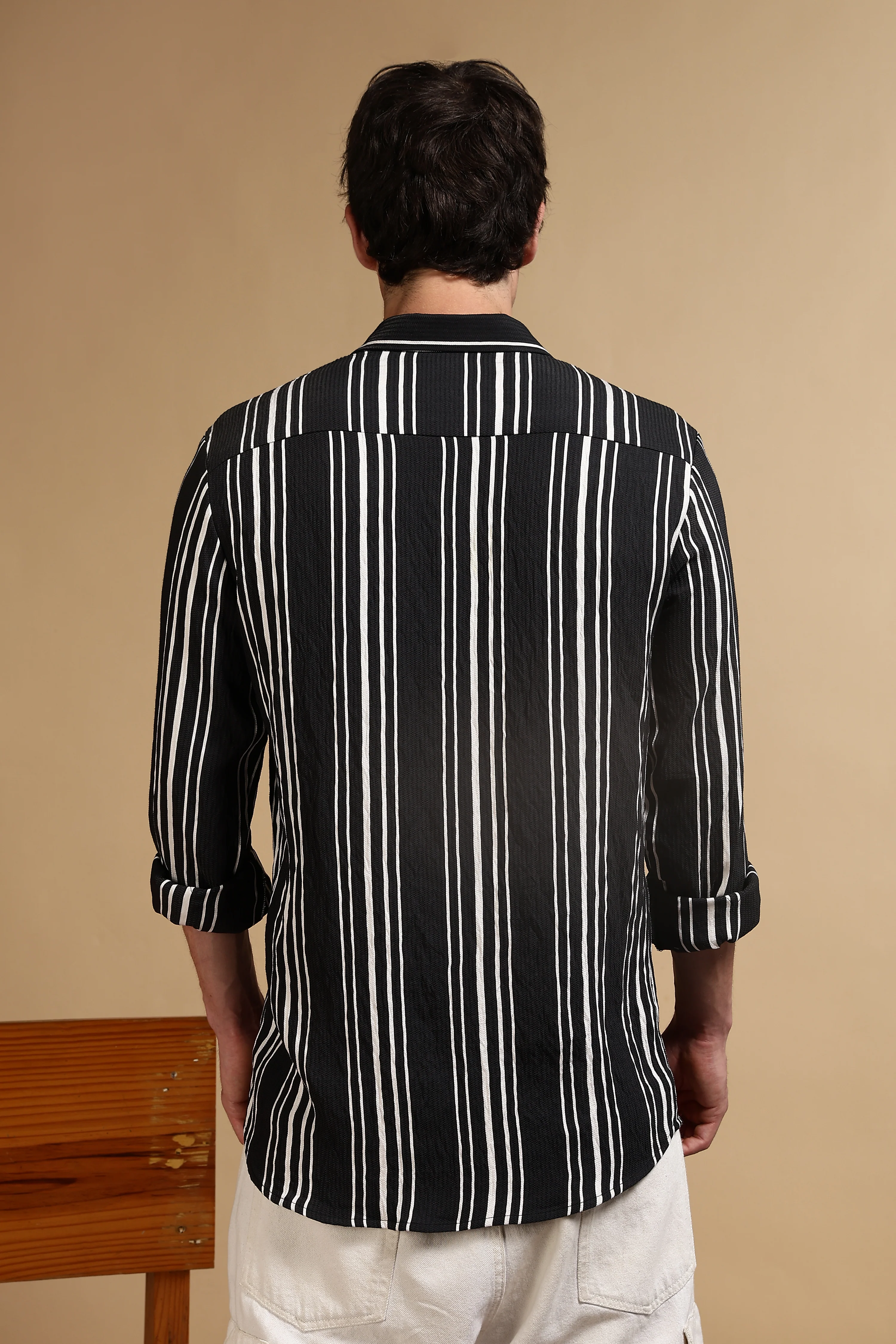 Men Black Striped Shirt - Image 4