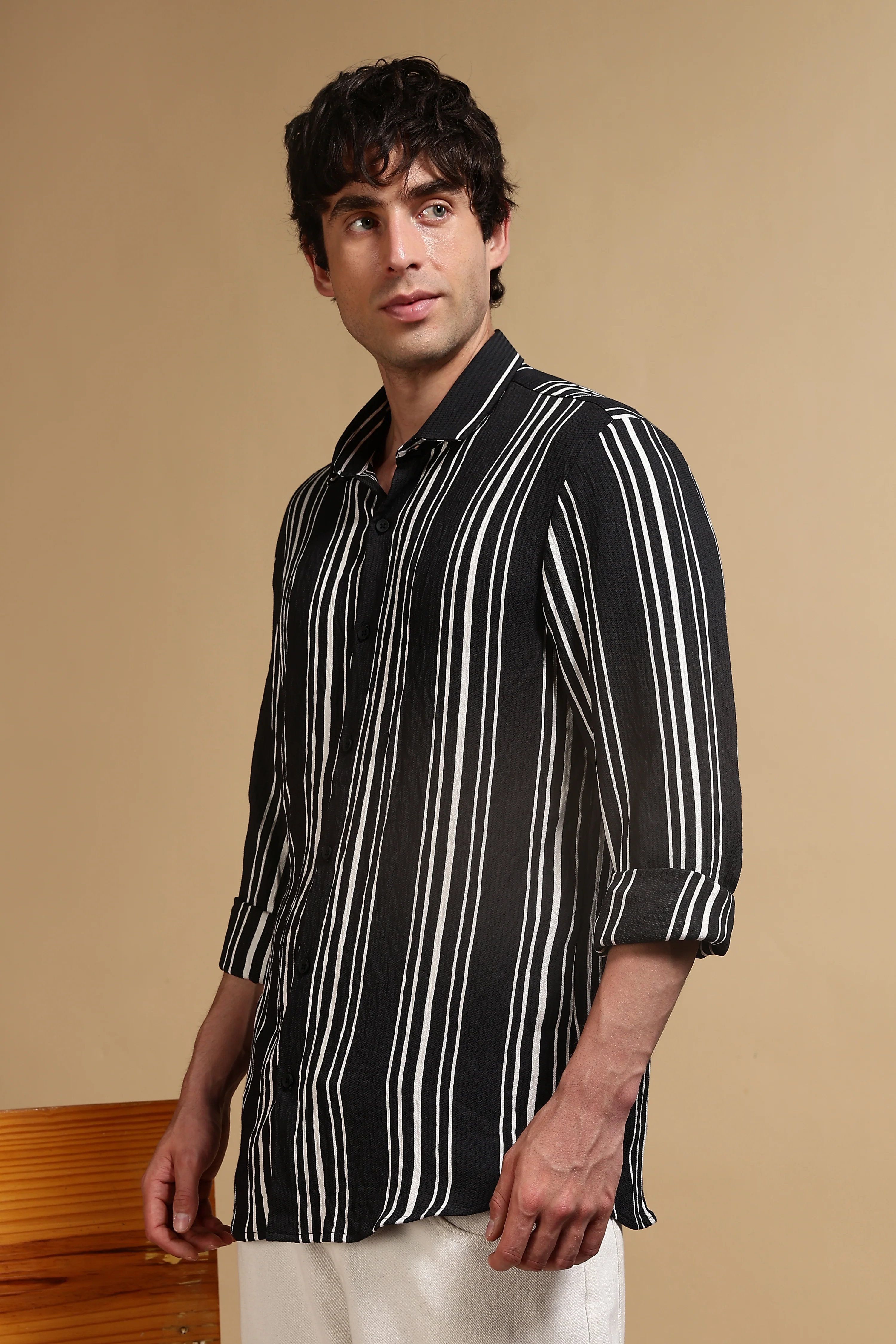 Men Black Striped Shirt - Image 5