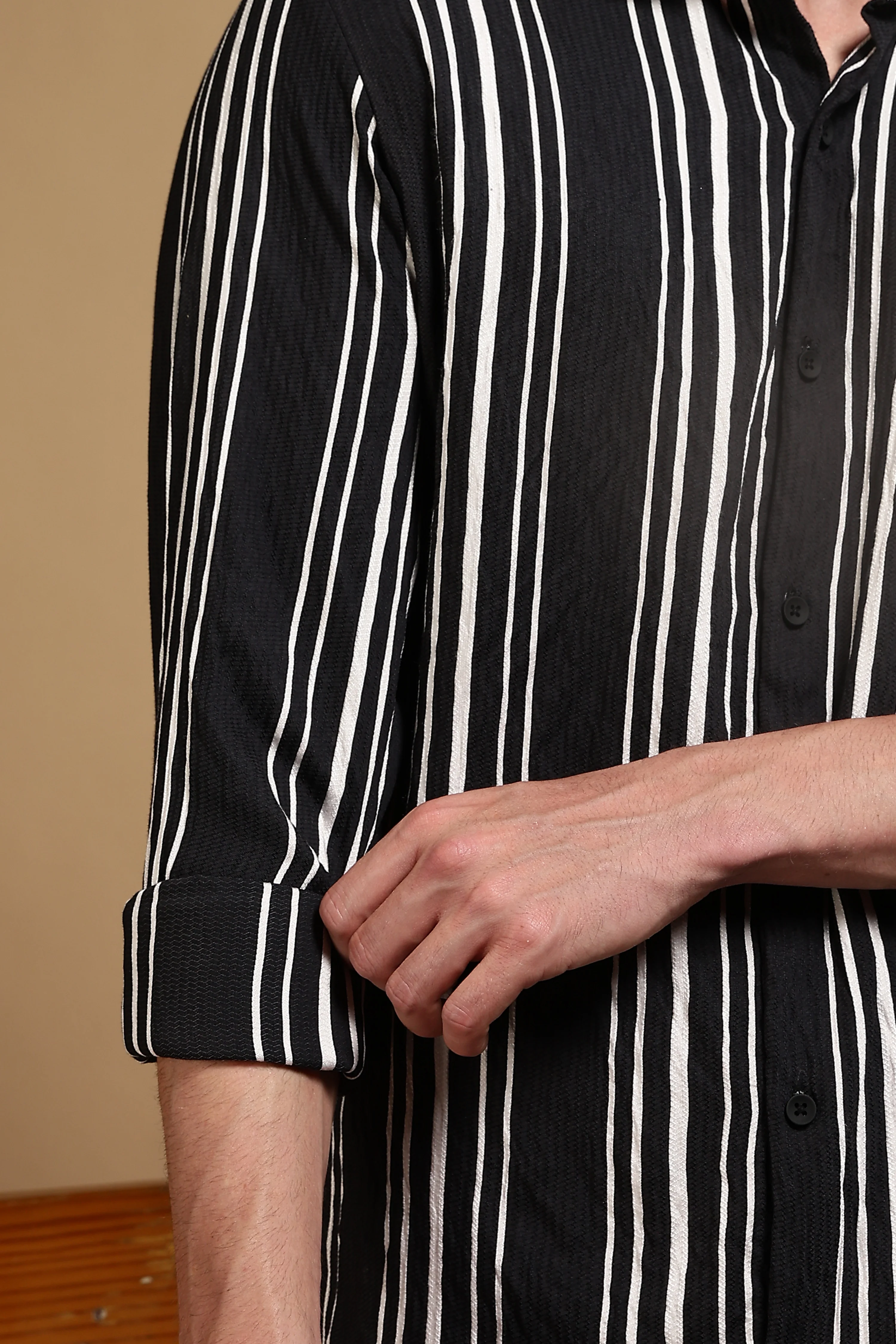 Men Black Striped Shirt - Image 6