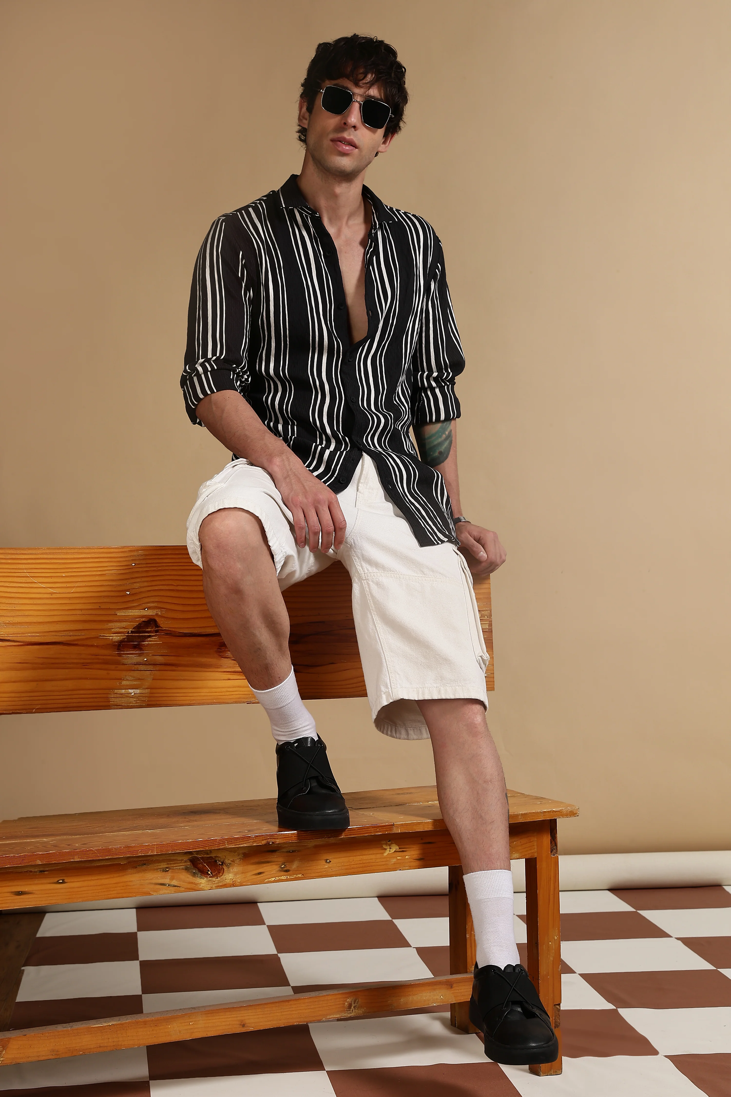 Men Black Striped Shirt - Image 8