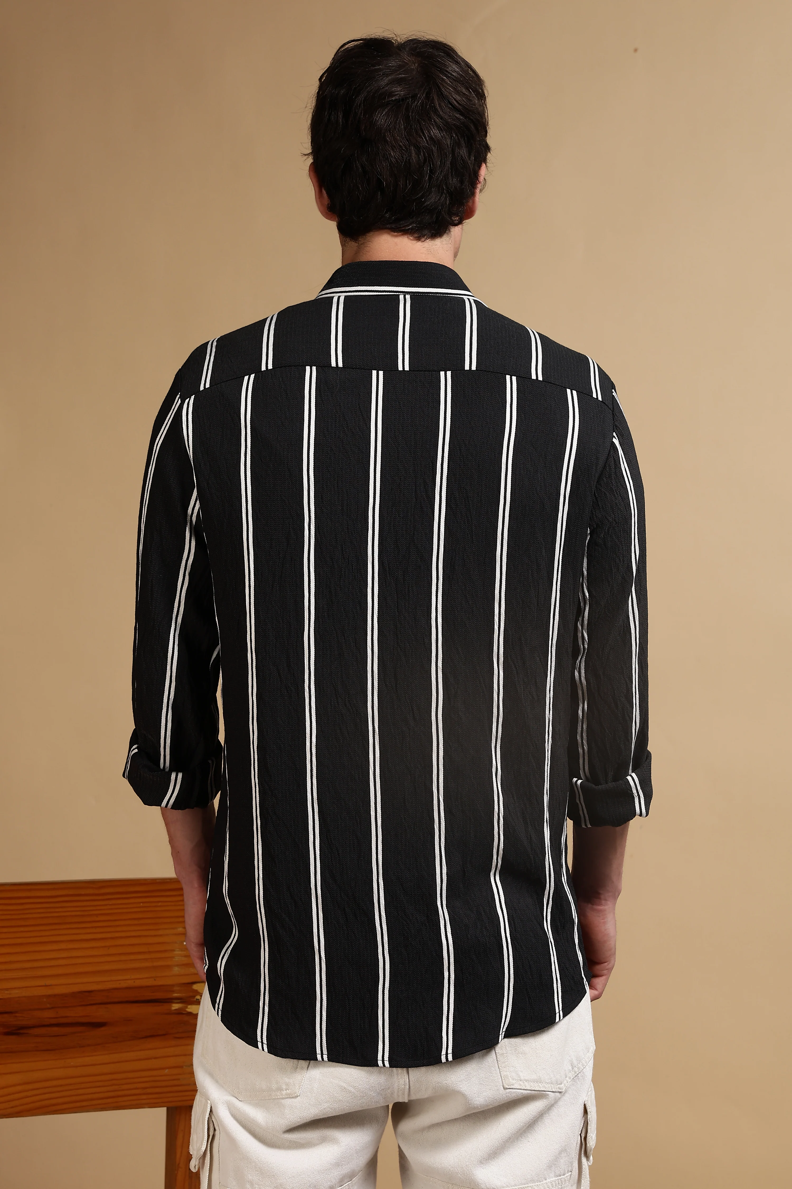 Men Black Striped Shirt - Image 4