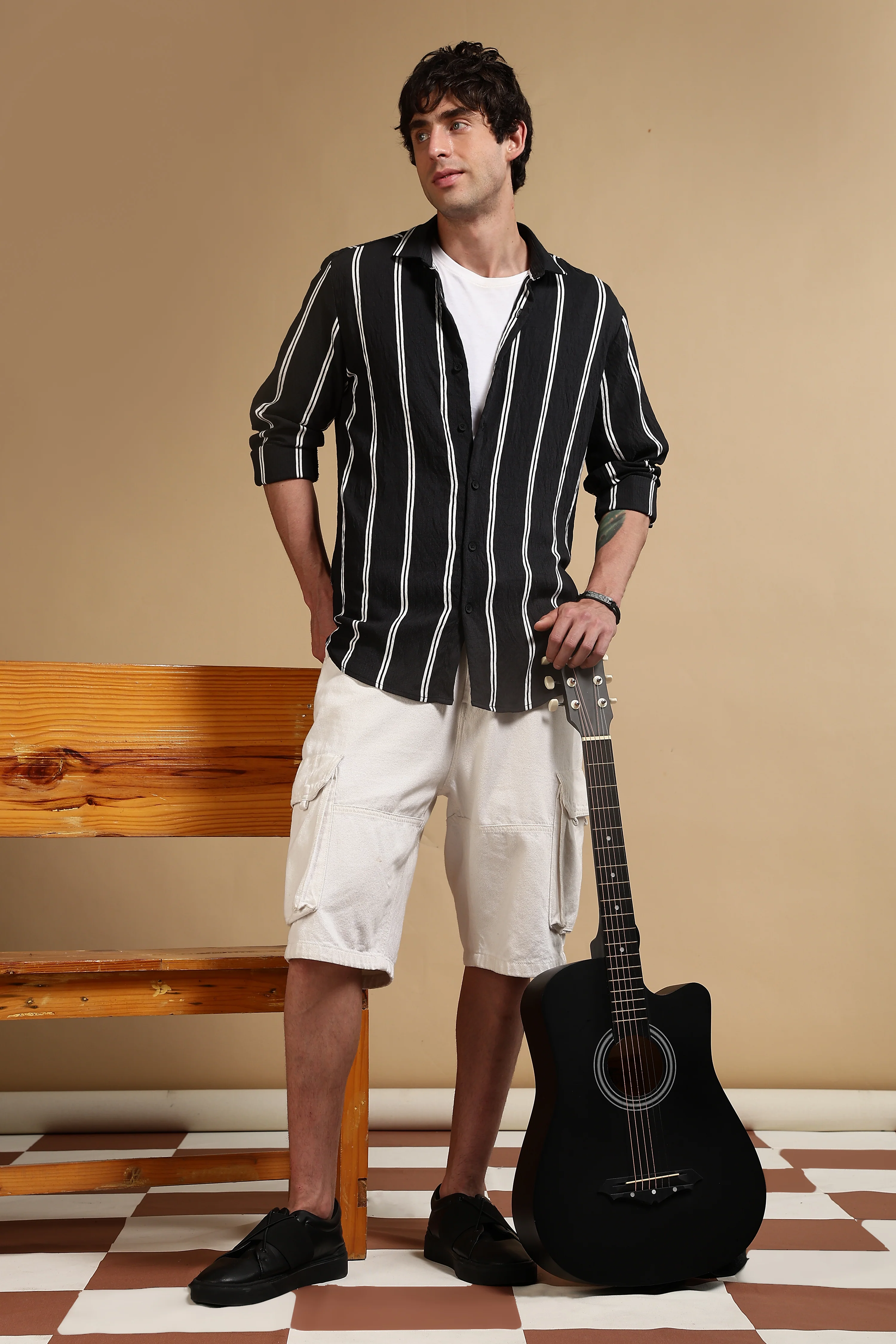 Men Black Striped Shirt - Image 7