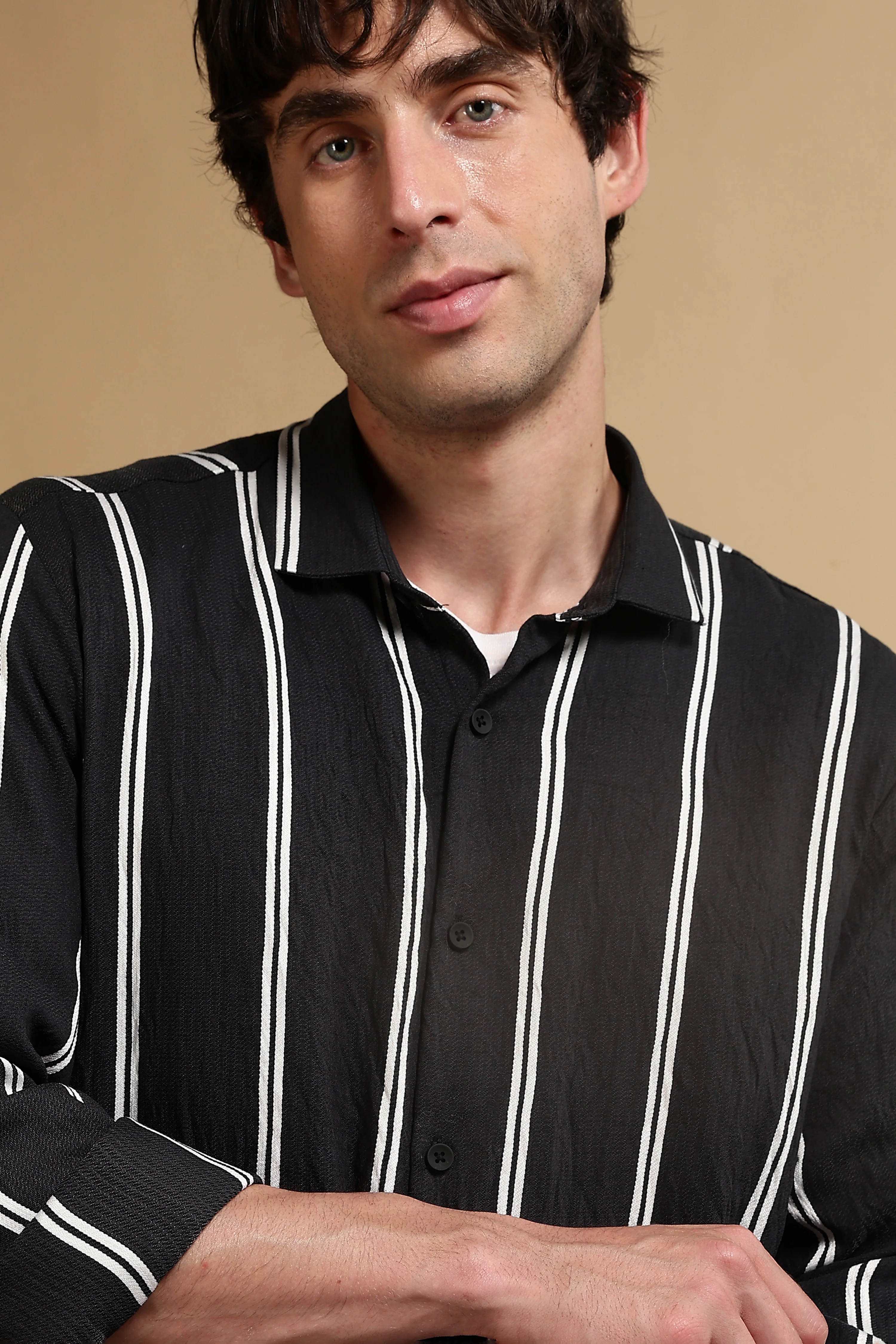 Men Black Striped Shirt - Image 8