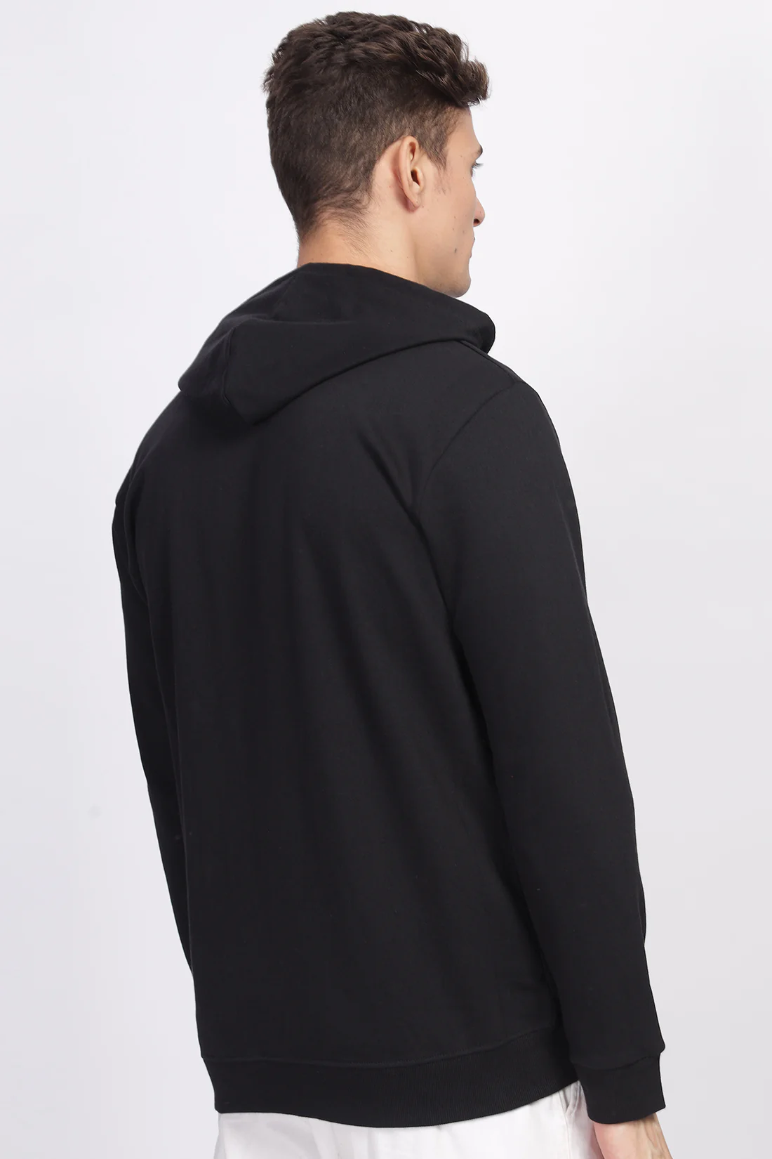 Men Black  Sweatshirt With Zipper Hoodies - Image 2