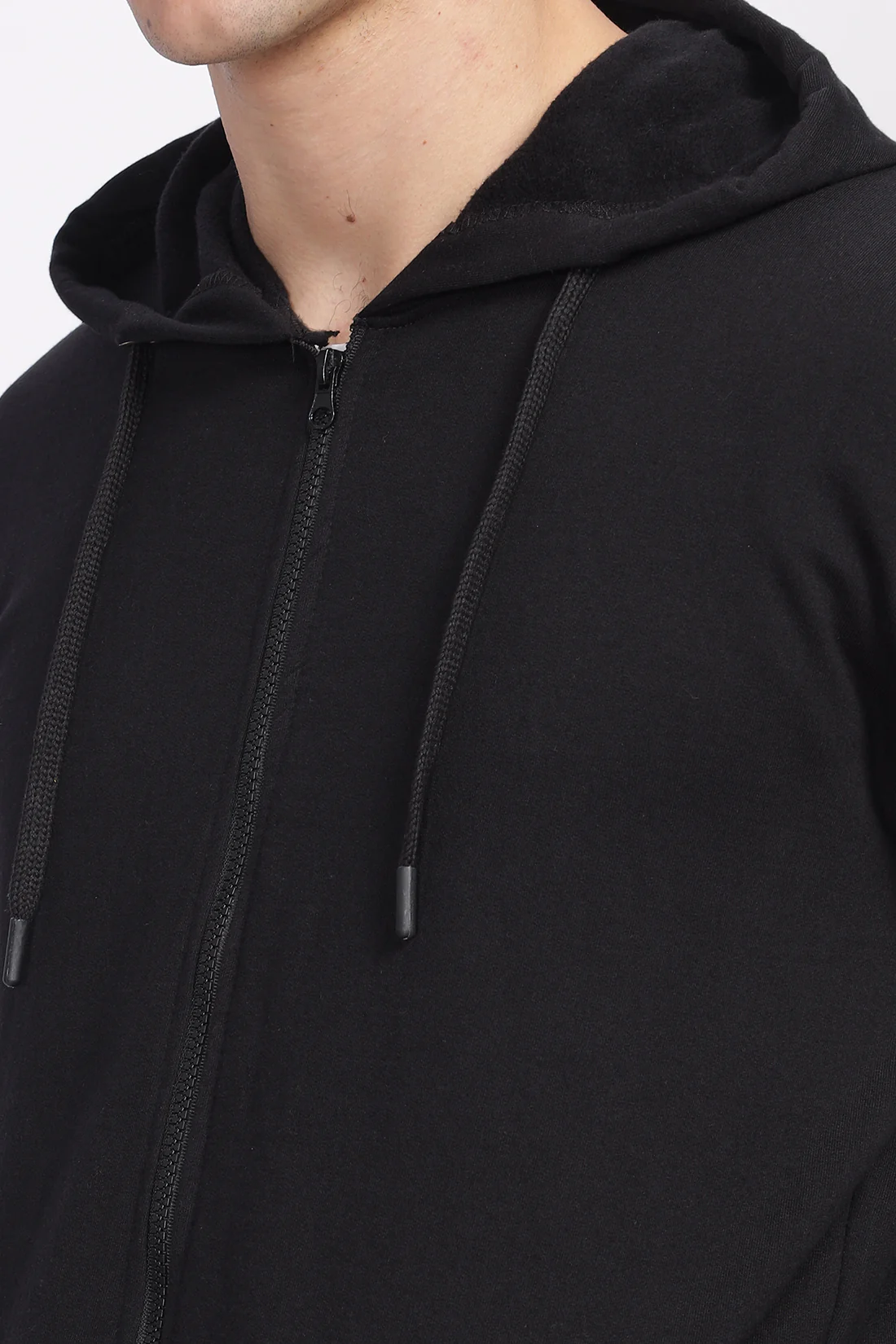 Men Black  Sweatshirt With Zipper Hoodies - Image 6