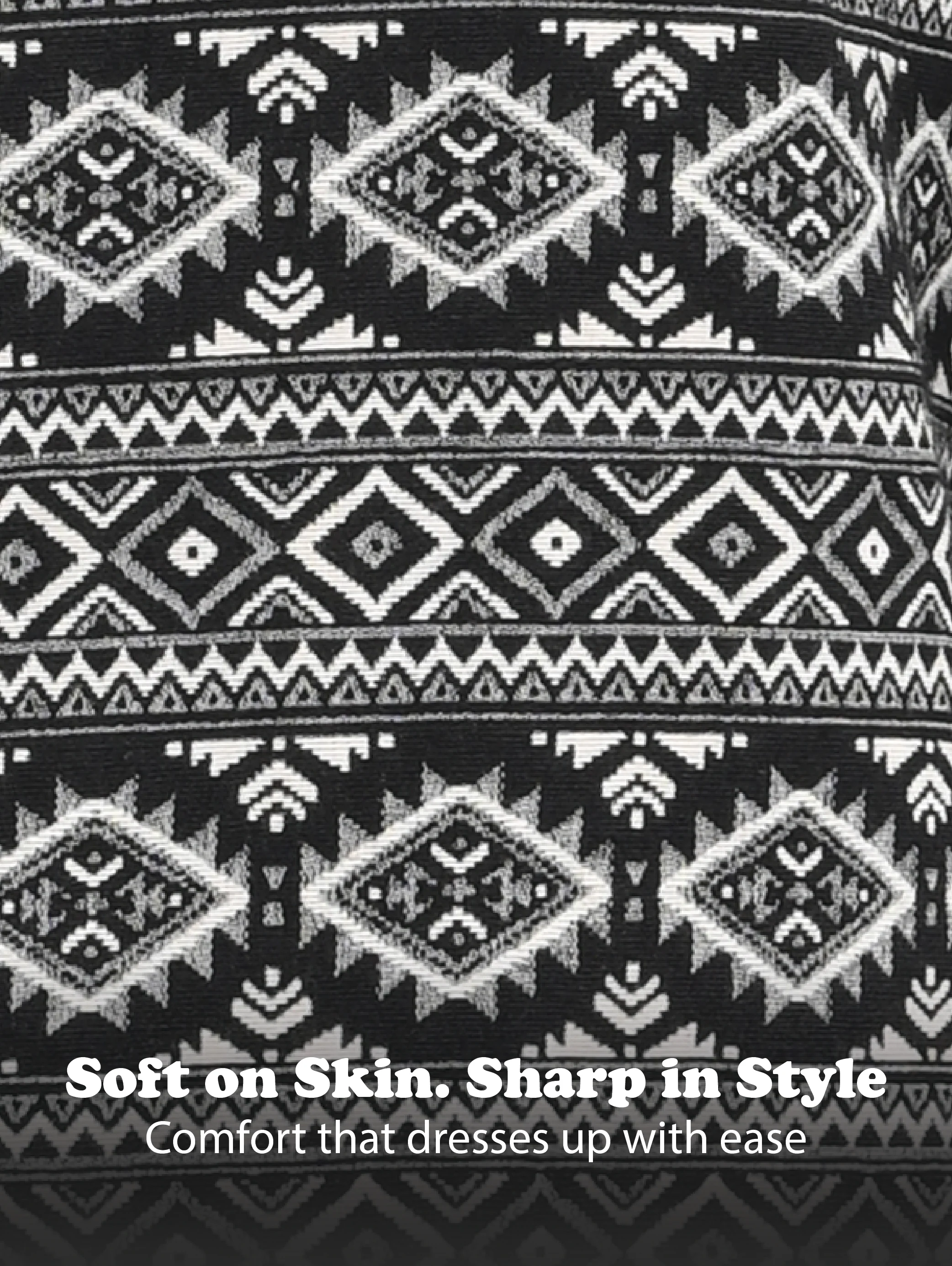 Men Black Textured Jacquard Tribal Shirt - Image 13