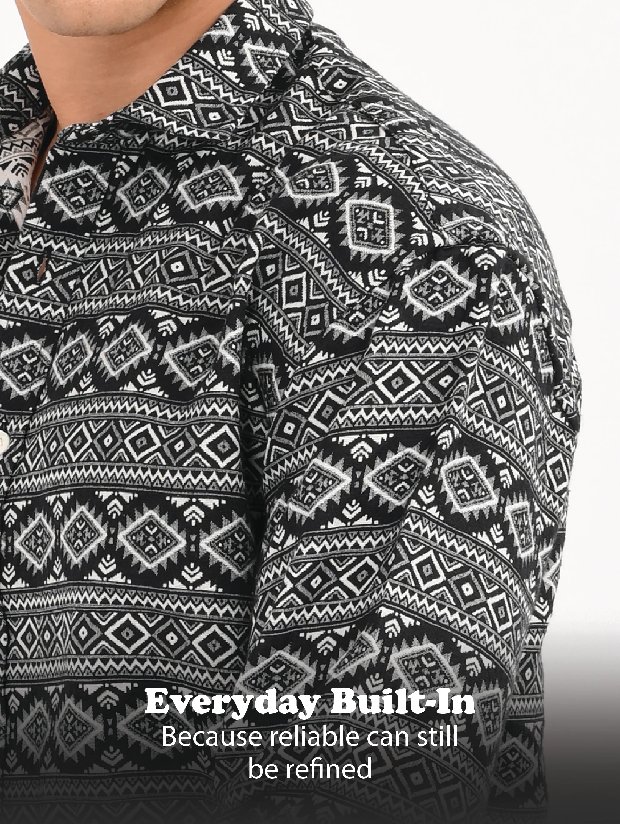 Men Black Textured Jacquard Tribal Shirt - Image 14