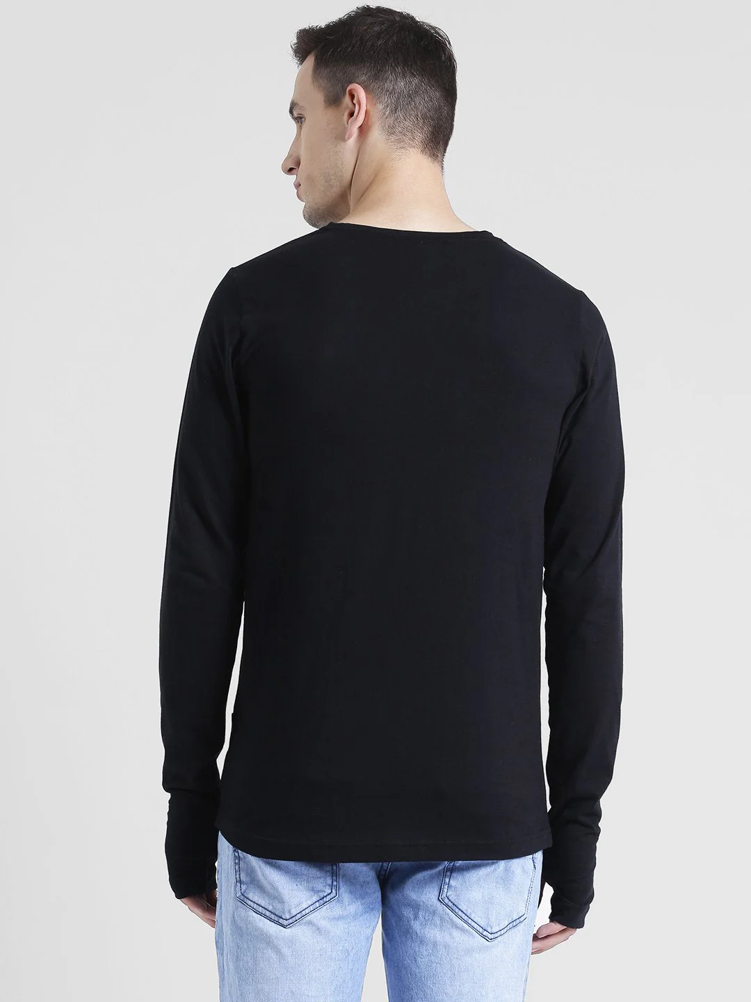 Men Black Thumbhole Full Sleeve T-Shirt - Image 5