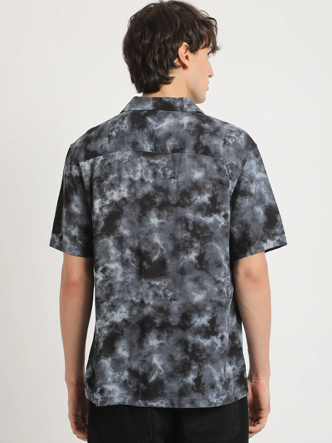 Men Black Tie-Dye Regular Fit Viscose Rayon Casual Shirt - Image 4