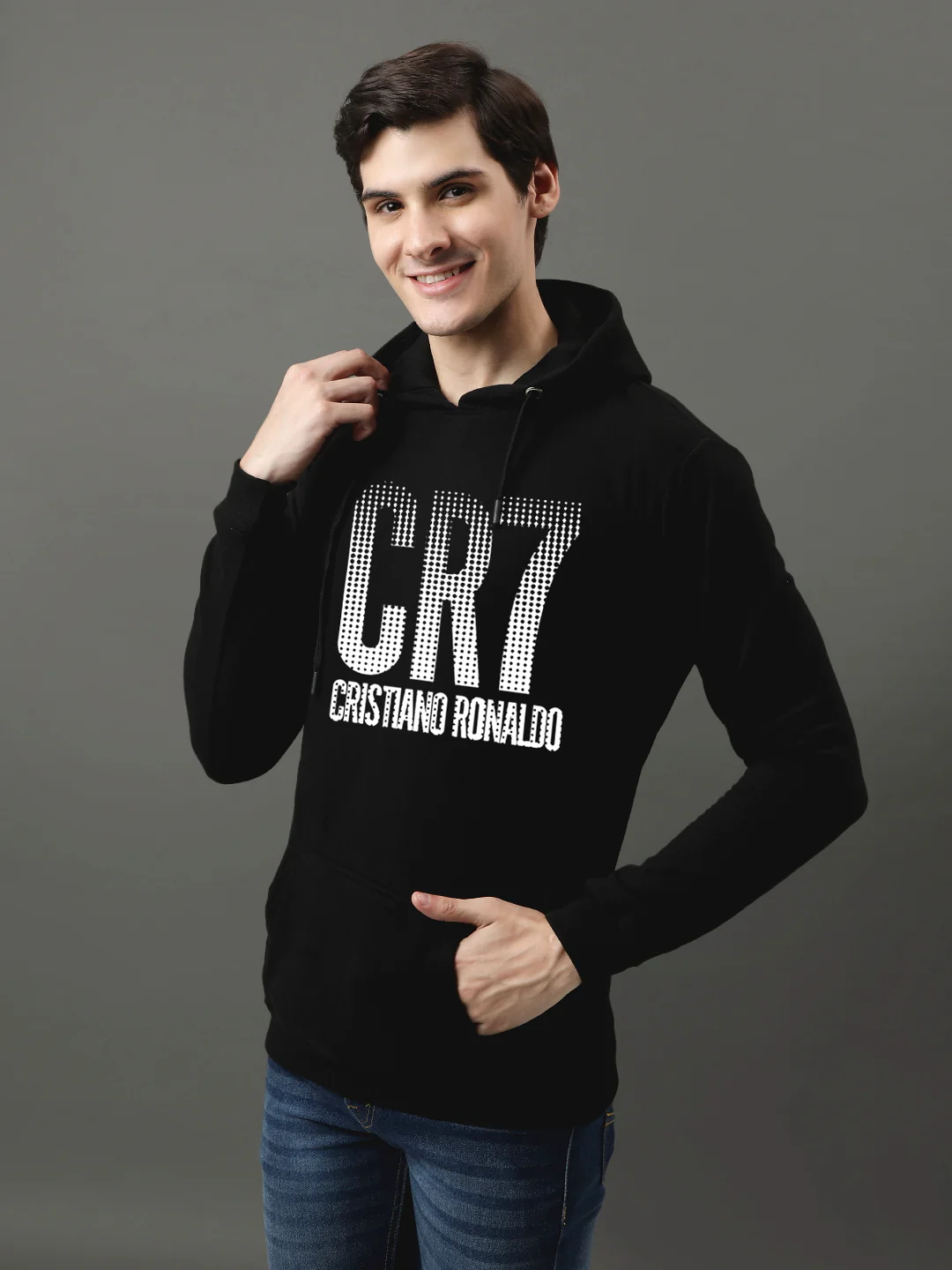 Men Black Printed Hoodie - Image 2