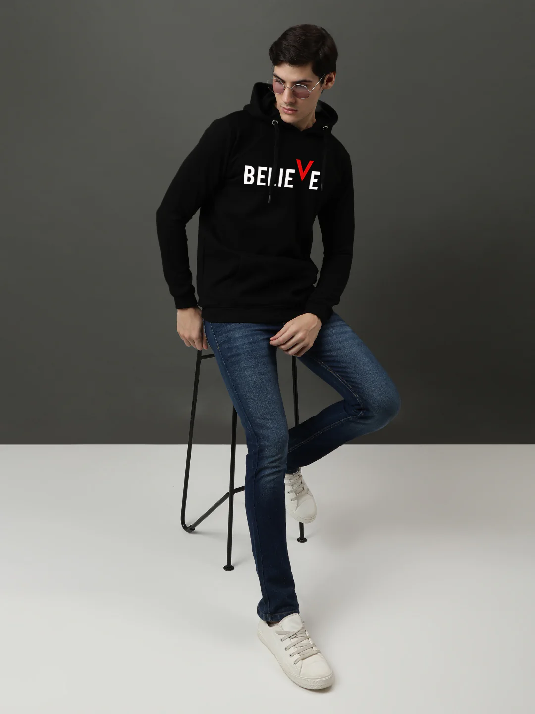 Men Black Printed Hoodie - Image 5